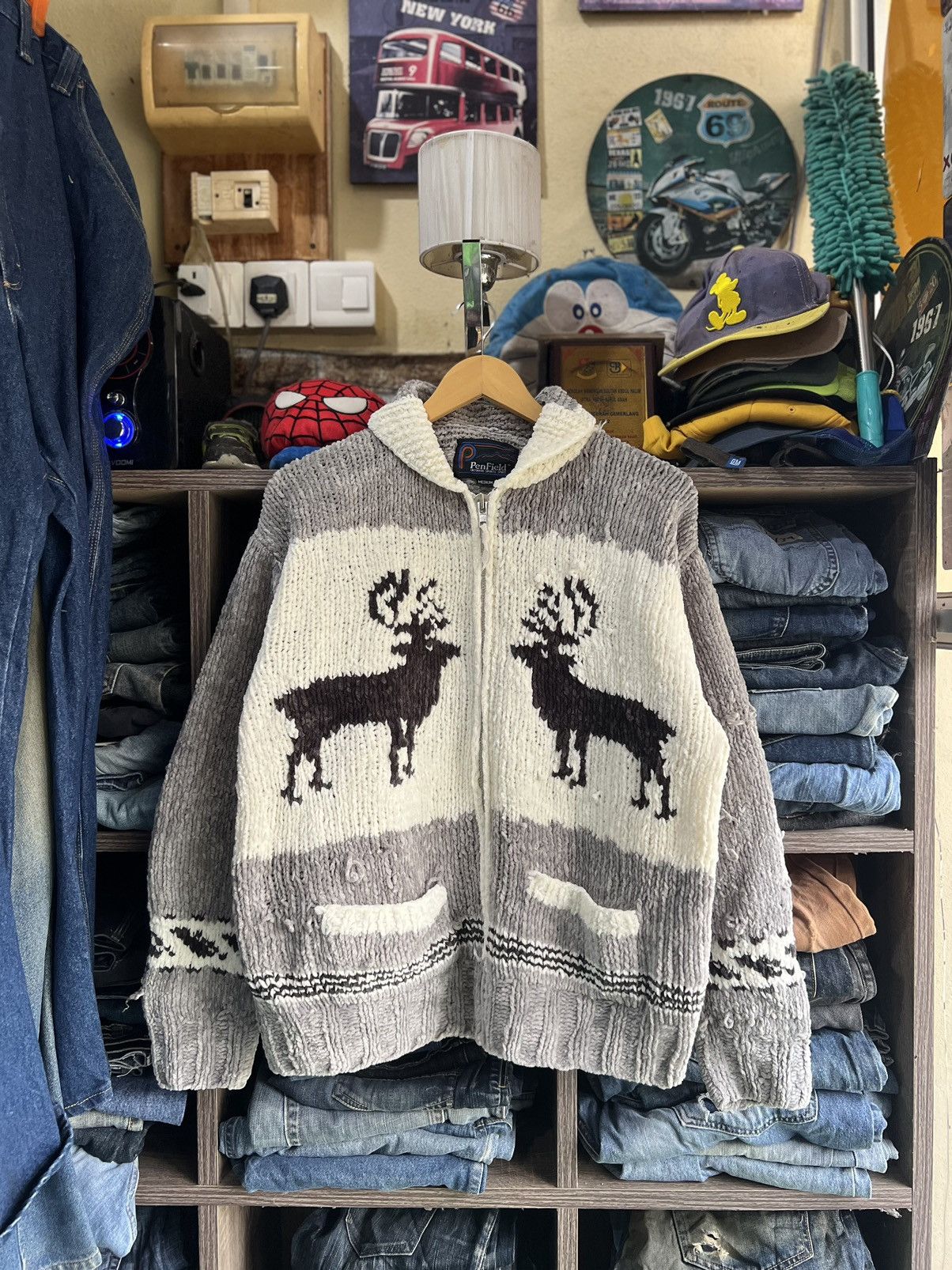 Penfield 🔥Distressed Penfield Deer Cable Knit Zipper Jacket Size US M / EU 48-50 / 2 - 1 Thumbnail