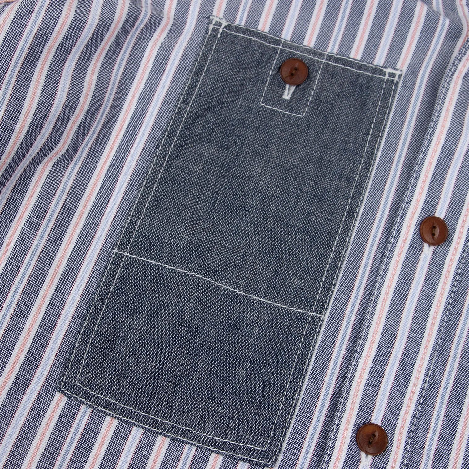 Junya Watanabe Patch Design Raglan Sleeve Stripe Shirt in Gray and White Size US XS / EU 42 / 0 - 6 Thumbnail