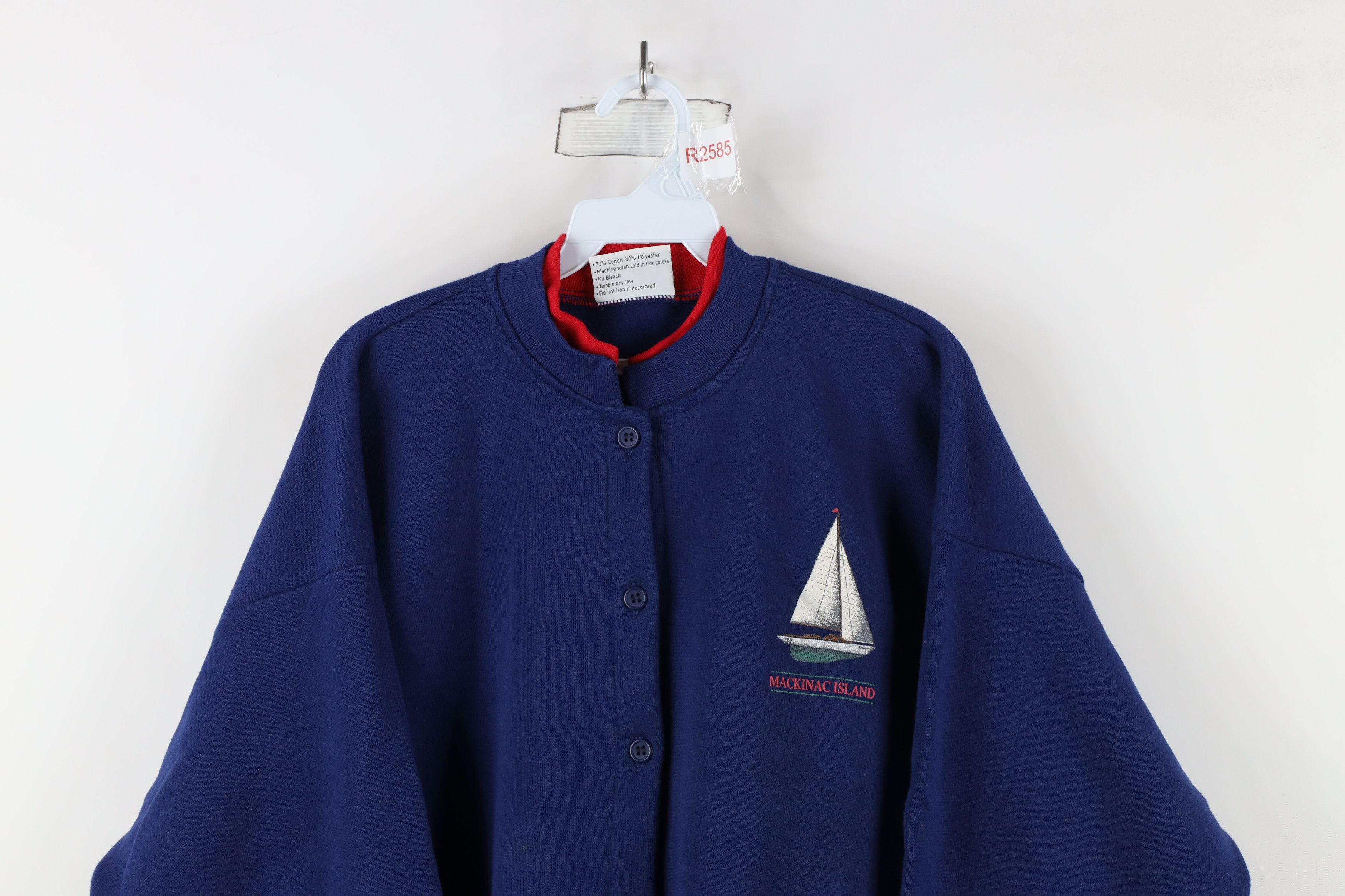 Vintage Vintage 90s Streetwear Sailboat Cardigan Sweatshirt USA Size XXL / US 16-18 / IT 52-54 - 2 Thumbnail