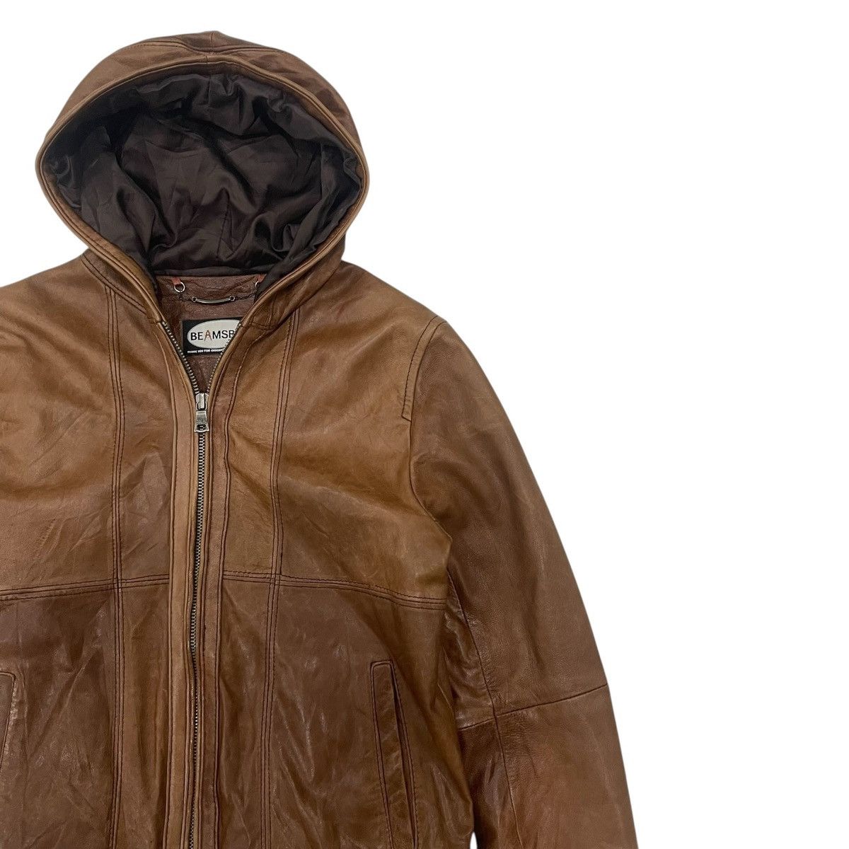 Beams Plus Vintage Beams Lamb Leather Hoodie Jacket Size S / US 4 / IT 40 - 8 Thumbnail