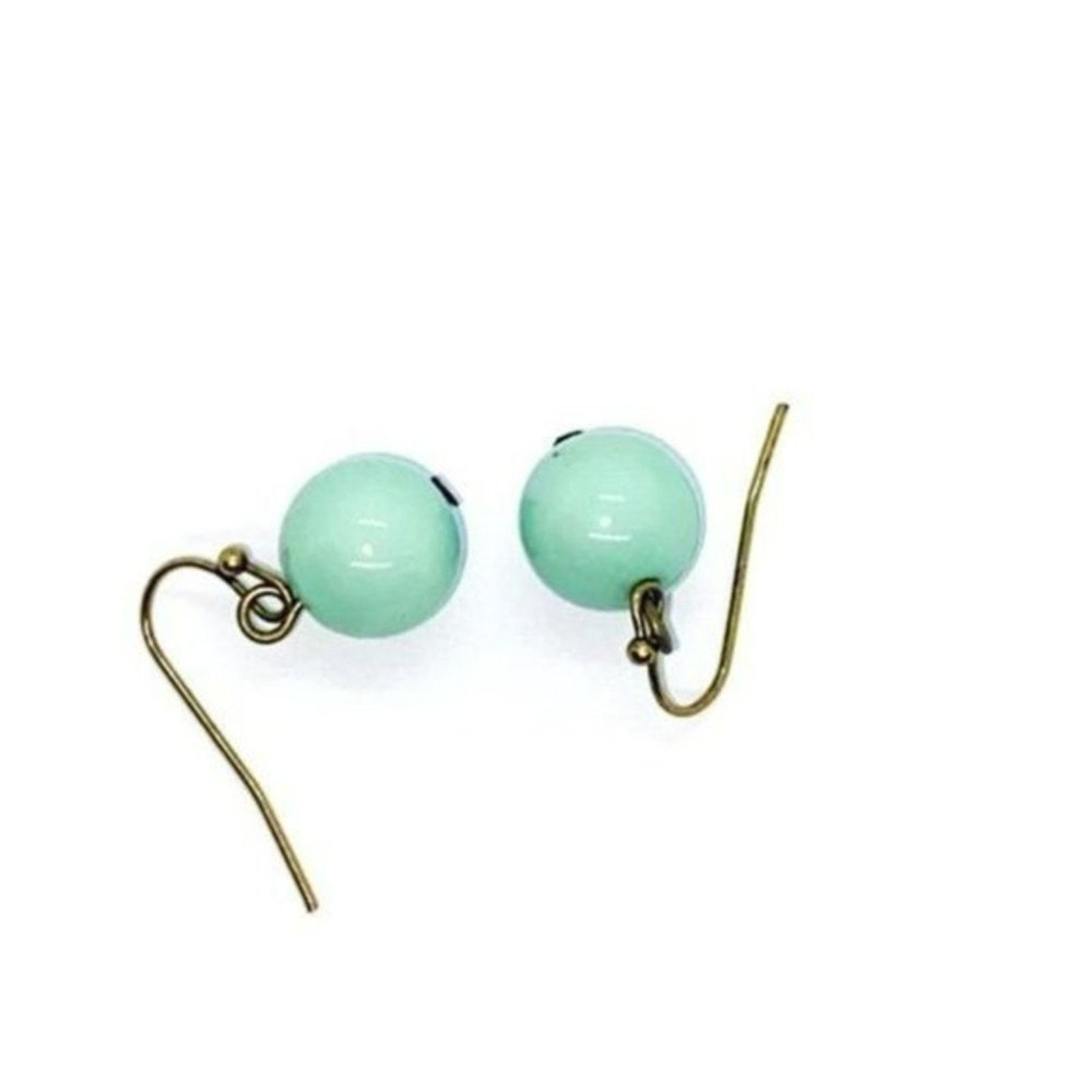 Handmade Mint Seafoam Green Dangle Beaded Earrings Size ONE SIZE - 2 Thumbnail