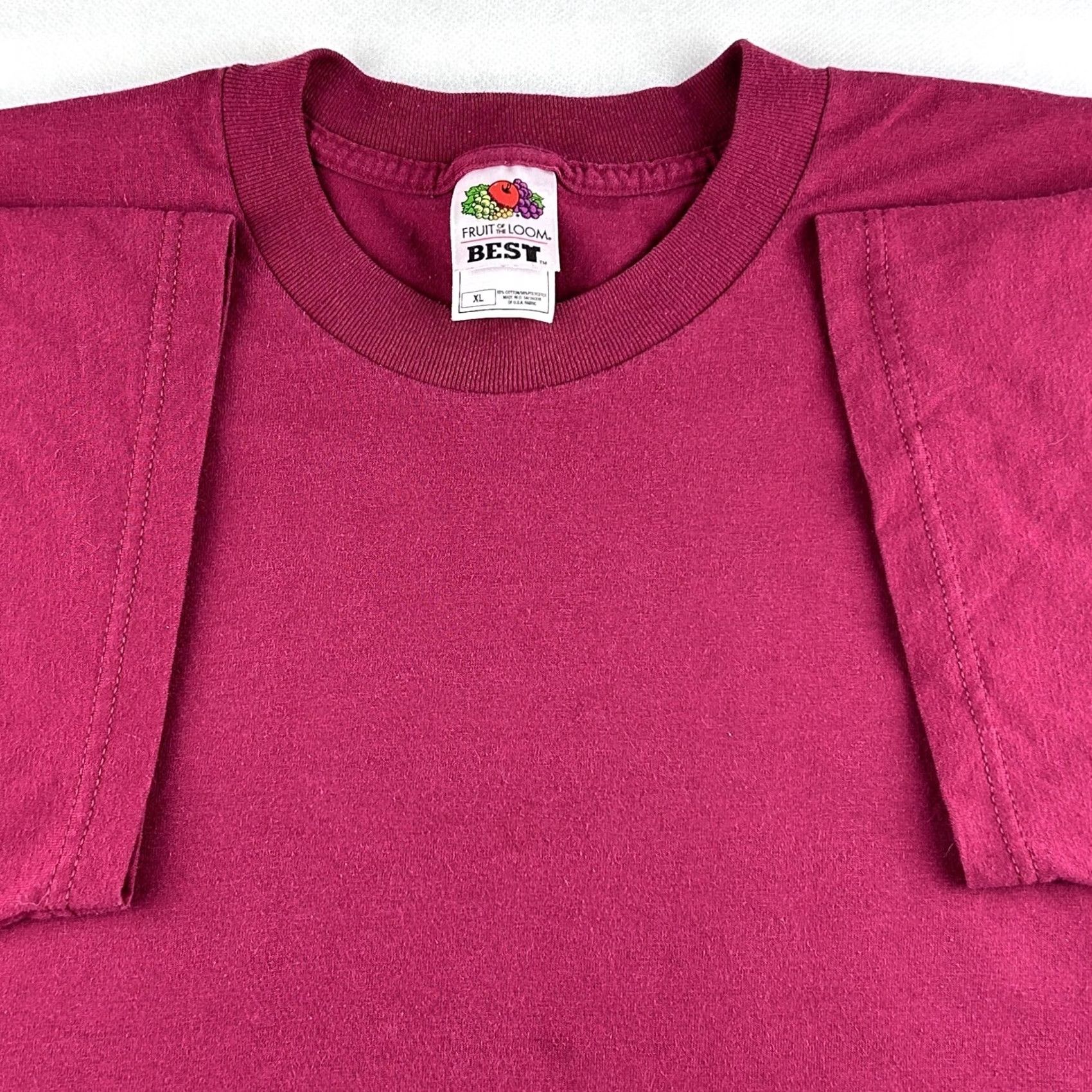 Fruit Of The Loom VINTAGE fruit of the loom best T-Shirt Mens XL Burgundy Red 90s 80s 90s Shirt Size US XL / EU 56 / 4 - 4 Thumbnail