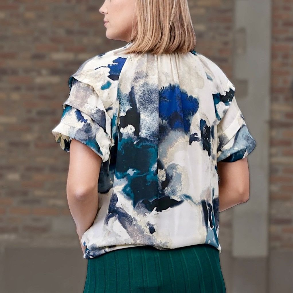 Other Alex & Lili Women’s Watercolor Colors Tie Neck Blouse Sz M Size M / US 6-8 / IT 42-44 - 3 Thumbnail