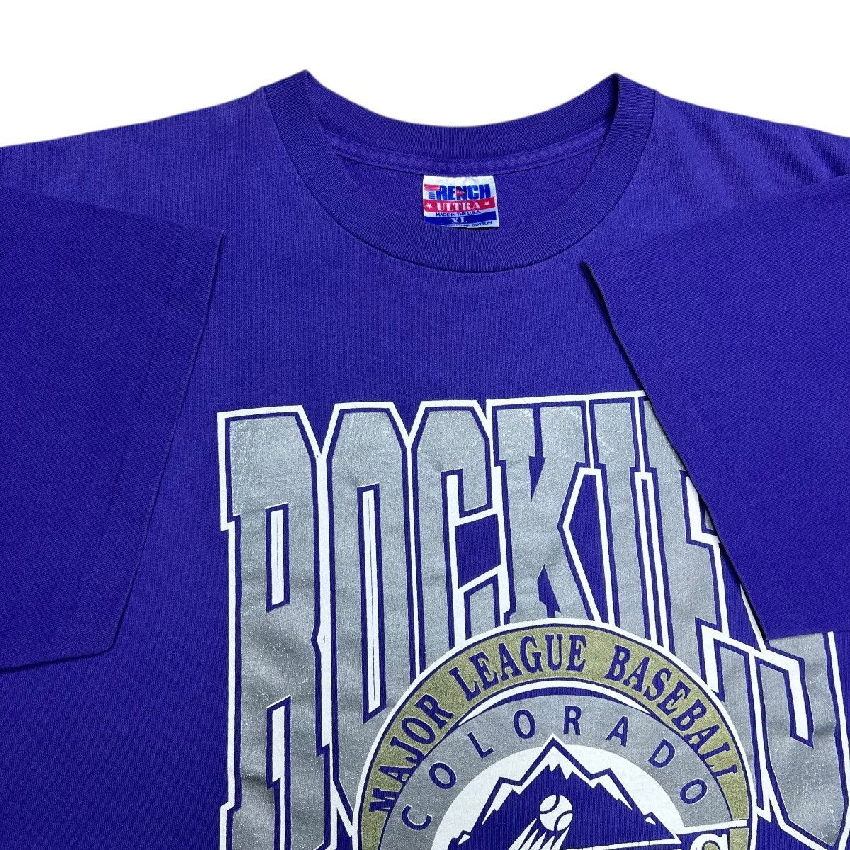 MLB Vtg 1991 MLB Colorado Rockies Trench Ultra Spell Out T-Shirt Size US XL / EU 56 / 4 - 2 Thumbnail
