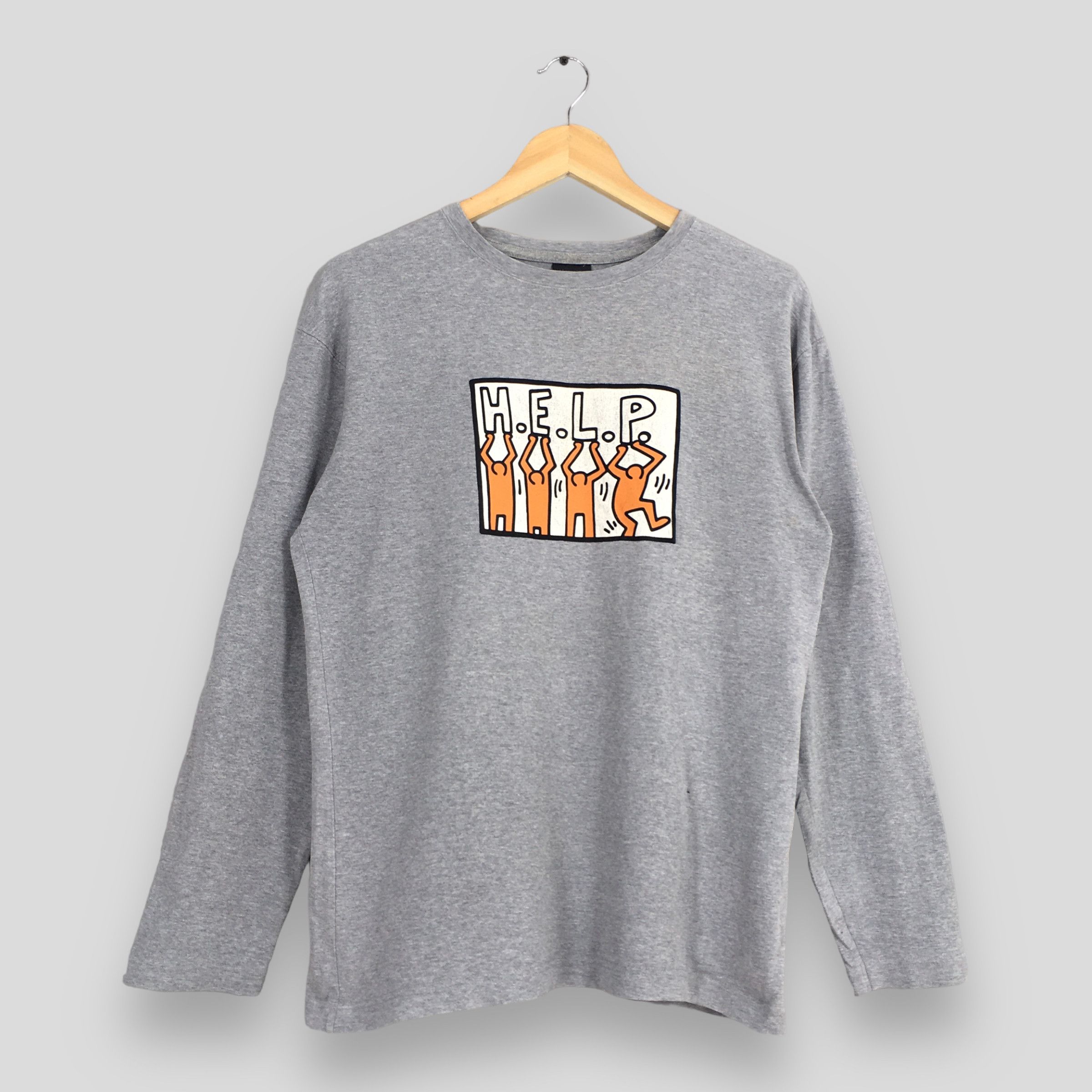 Keith Haring × Vintage Vintage Keith Haring Help Pop Art Gray T shirt M Size US M / EU 48-50 / 2 - 1 Thumbnail