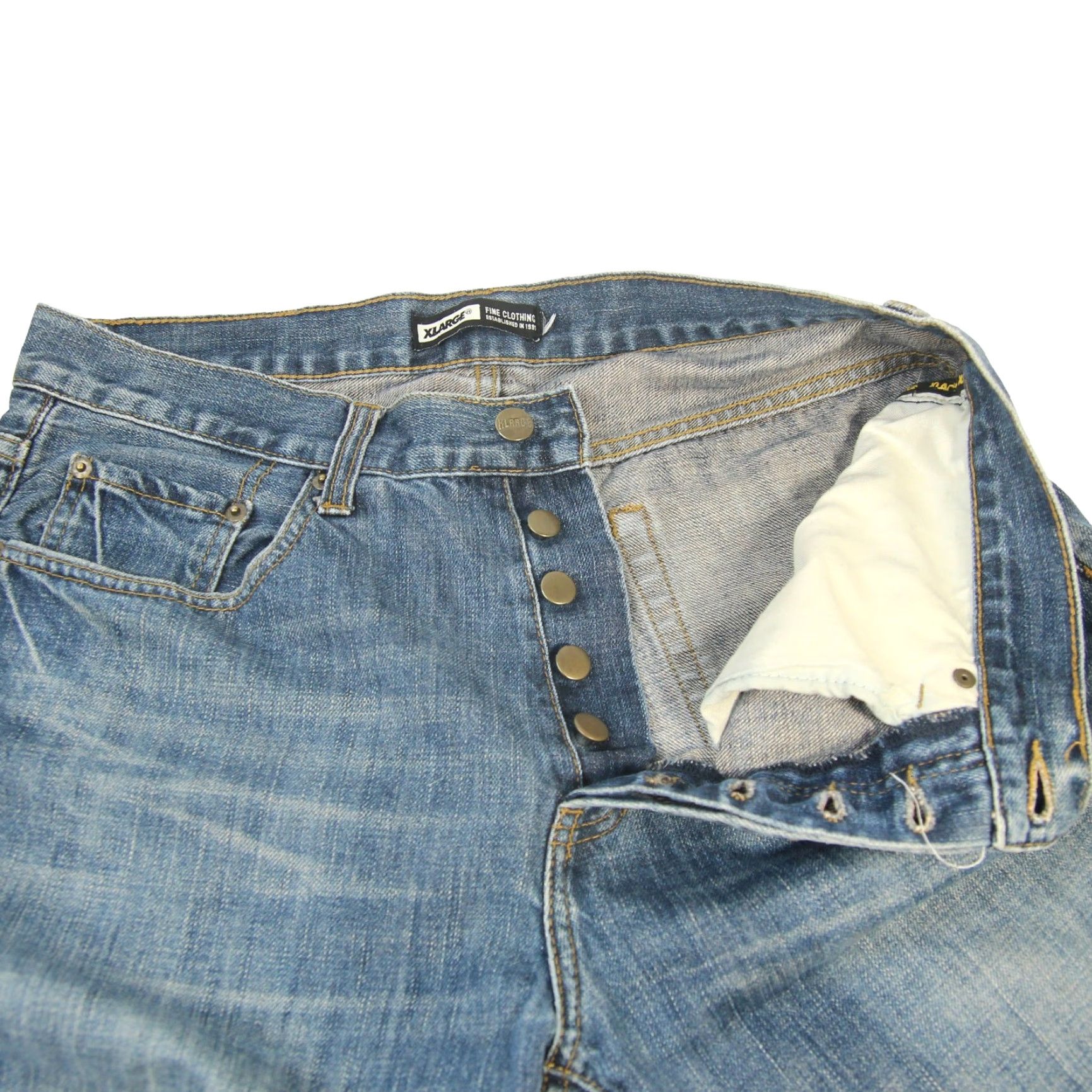 Vintage VINTAGE XLarge Mens Jeans 34x30 Pocket Spellout Blue 90s Streetwear Boys Mens Size US 34 / EU 50 - 5 Thumbnail