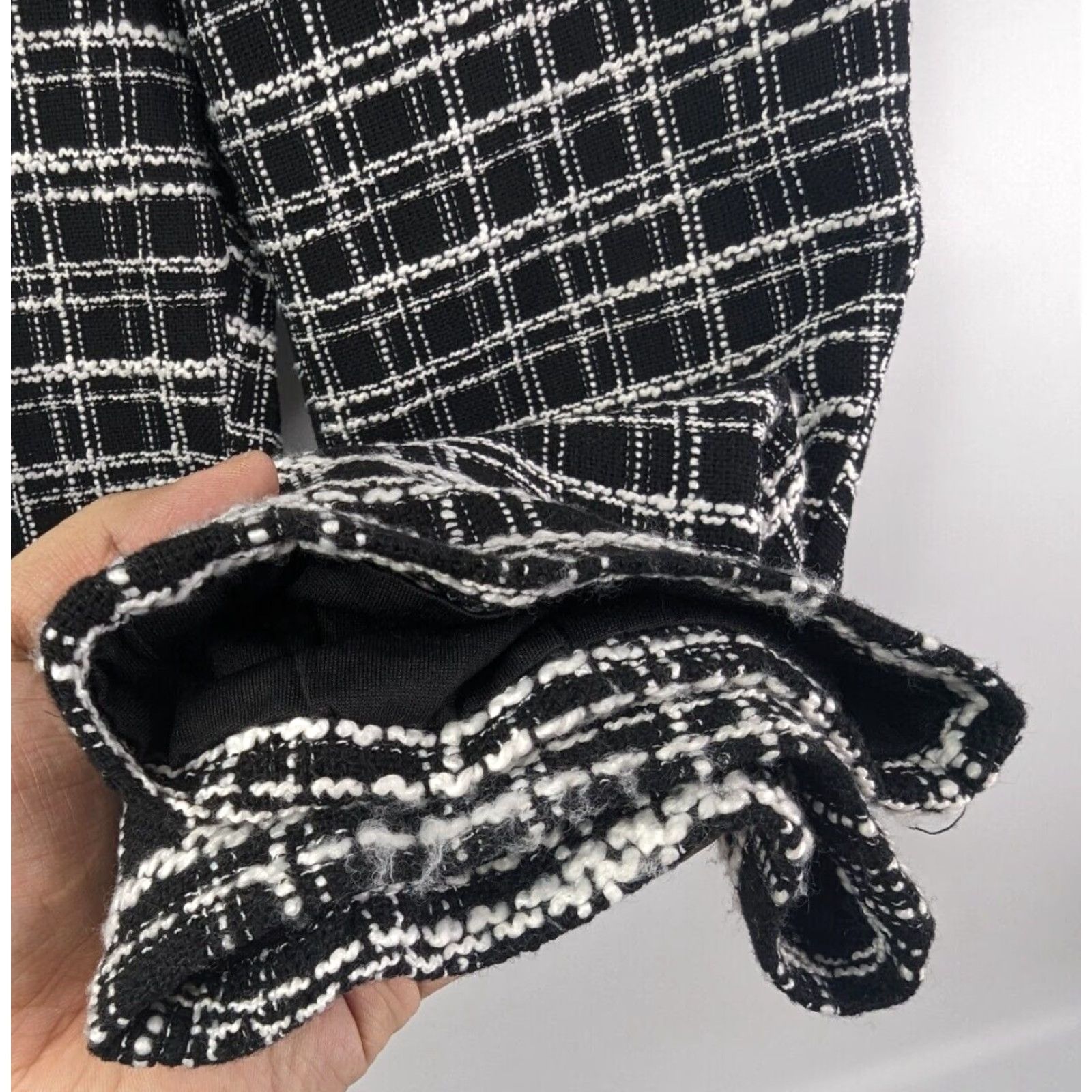 Vintage Smak Parlour Women's Capris Pants Black Plaid Knit Stretch Crop High Rise Regular Size S Capris Retro Size 28" / US 6 / IT 42 - 2 Thumbnail