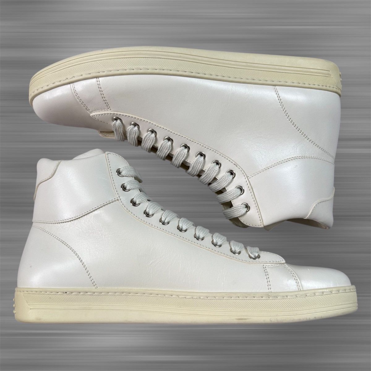 Tom Ford TOM FORD White Leather Russell High Top Shoes Size US 11 / EU 44 - 3 Thumbnail