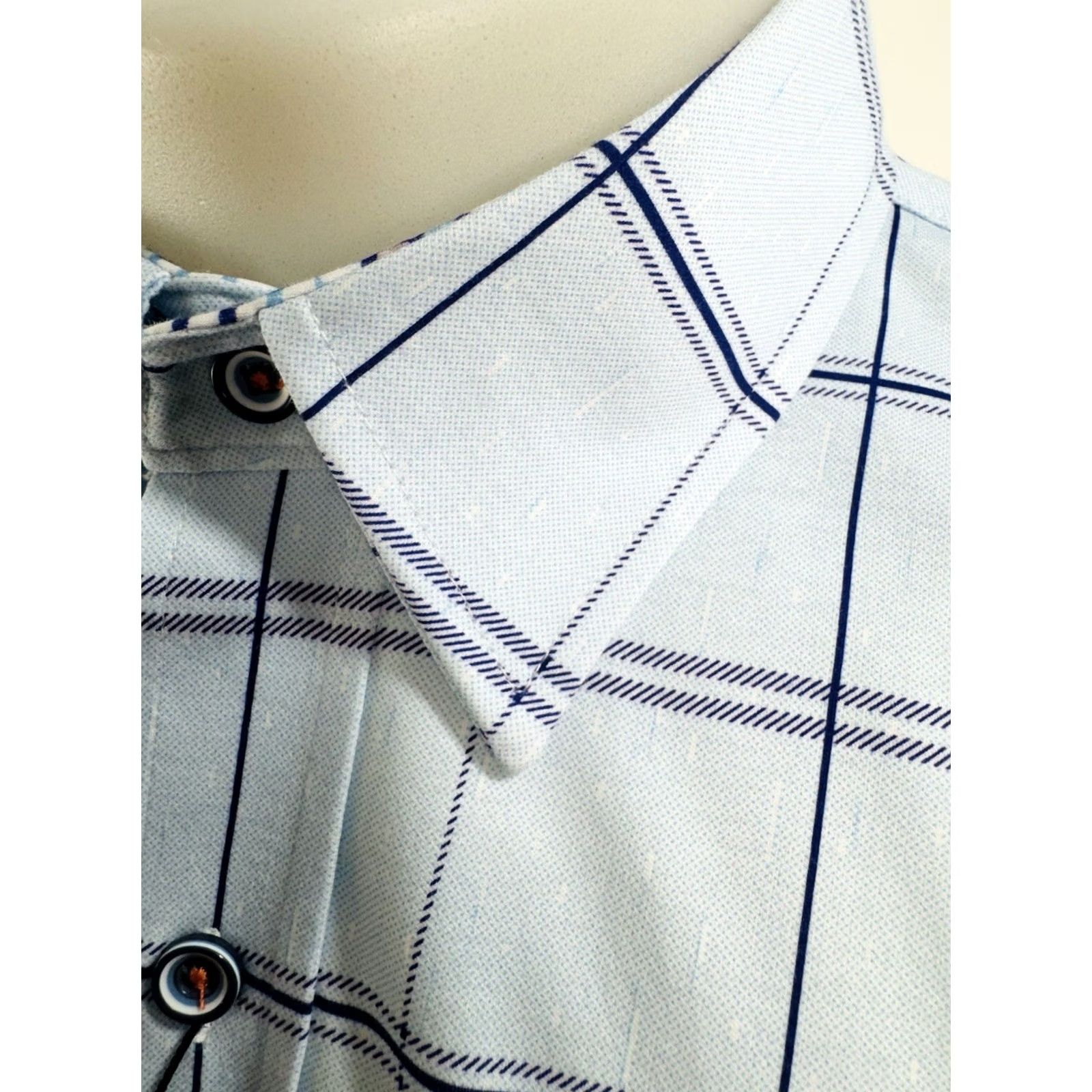 Buttero BUTTER CLOTH Plaid Shirt - M - Blue / Purple / Black - NEW w TAGS - Flip Cuff - Button-Up Shirt - Men Size US M / EU 48-50 / 2 - 3 Thumbnail