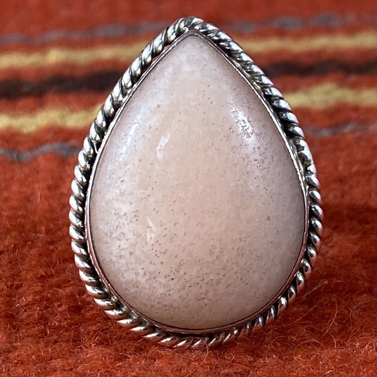 Japanese Brand × Kapital × Vintage Vtg Sterling Silver Chunky Peach Moonstone Teardrop Ring Size ONE SIZE - 3 Thumbnail