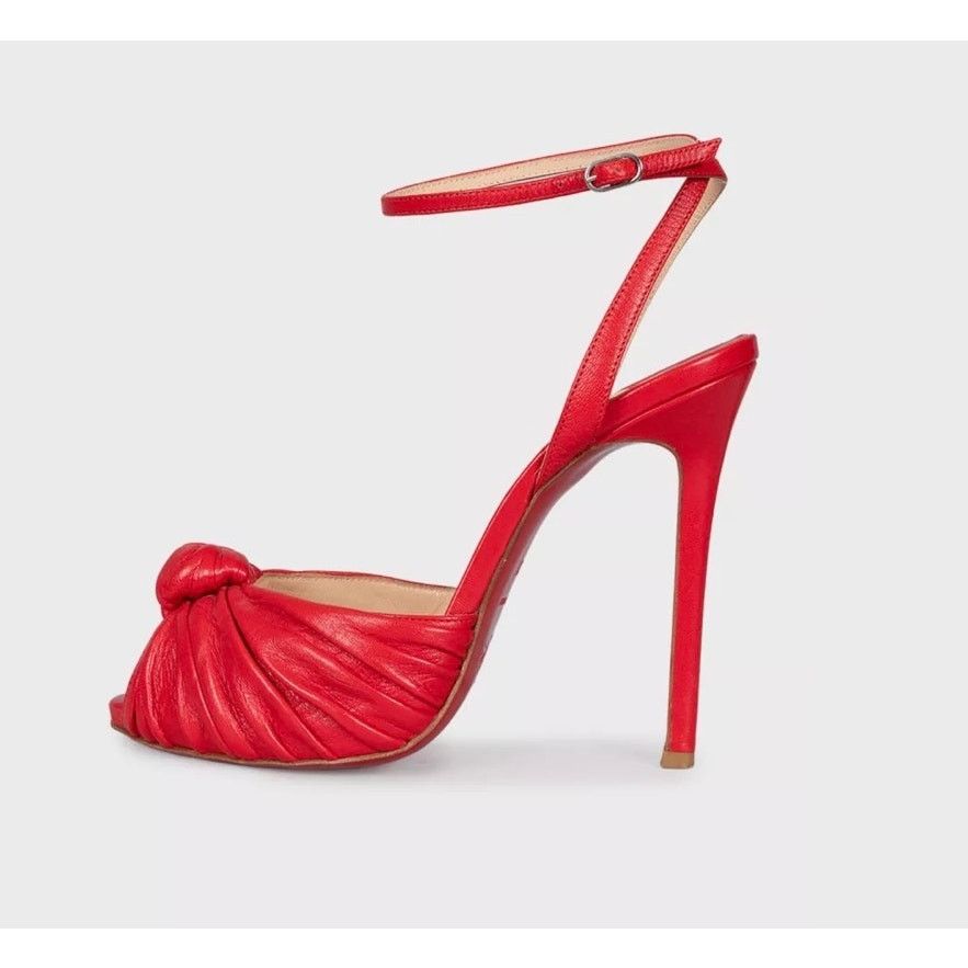 Christian Louboutin Christian Louboutin Red Leather Strappy Sandals Size 38 Size US 8 / IT 38 - 1 Thumbnail