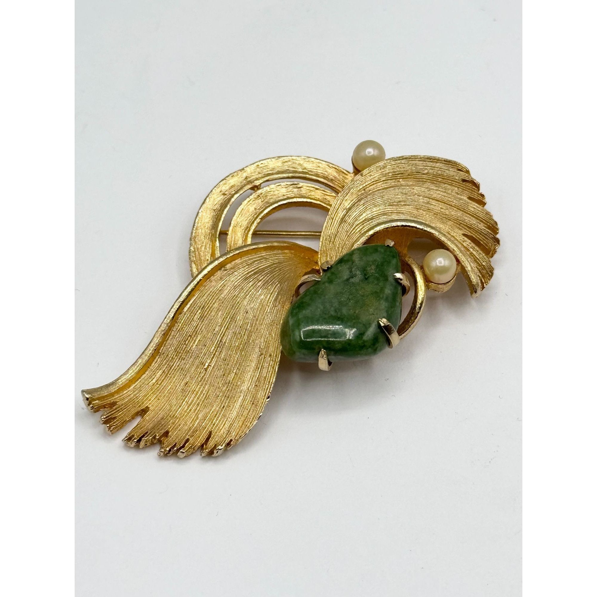 Vintage Vintage Lisner green stone pearl brooch pin Size ONE SIZE - 3 Thumbnail
