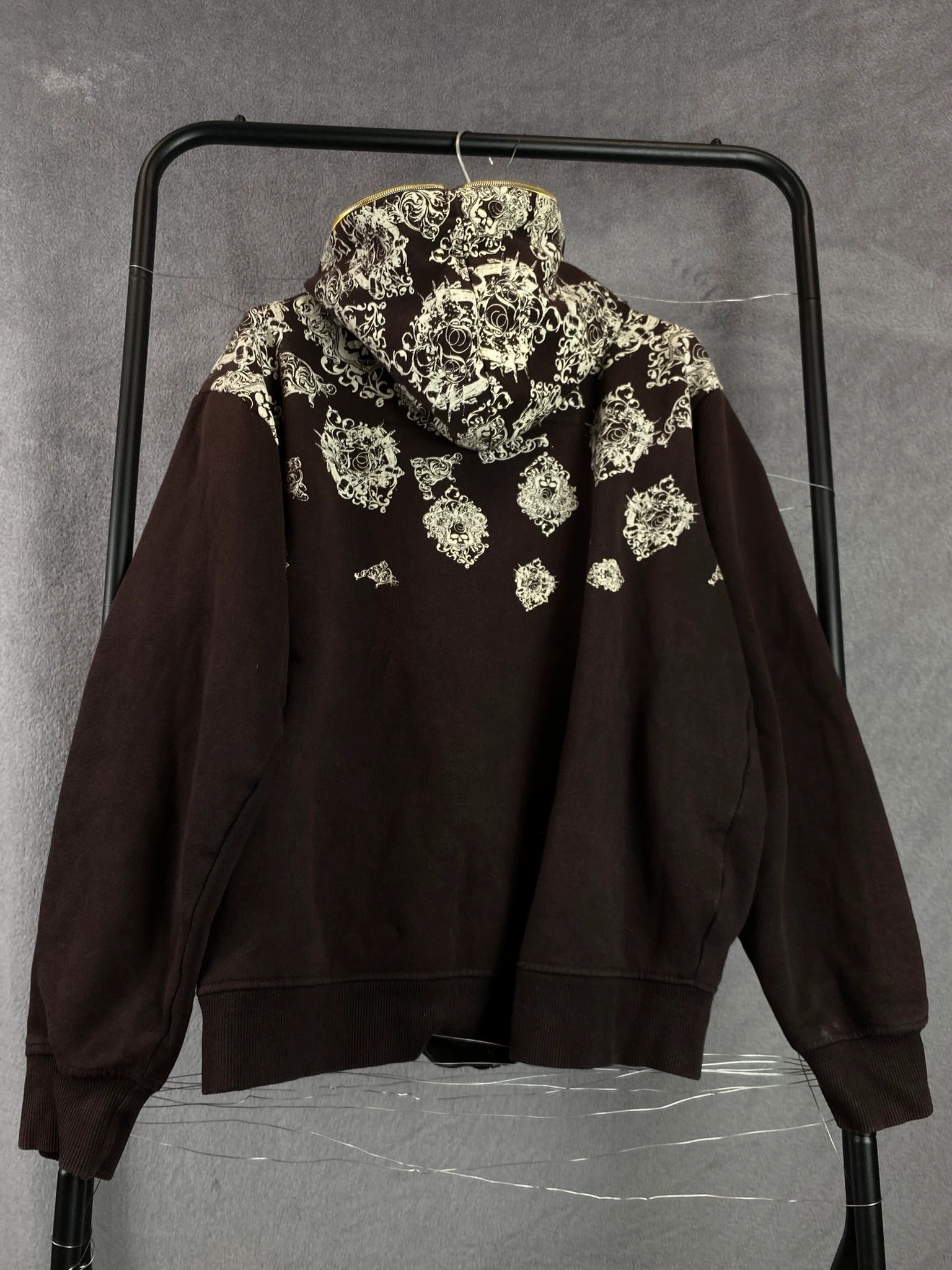 Designer Fishbone Brown Zip Hoodie Y2K Vintage Style M Size US M / EU 48-50 / 2 - 2 Thumbnail