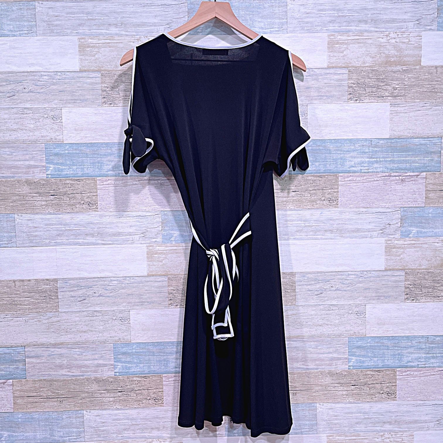 Other ADRIENNE VITTADINI Tipped Tie Wrap Dress Black Womens Small Size S / US 4 / IT 40 - 3 Thumbnail