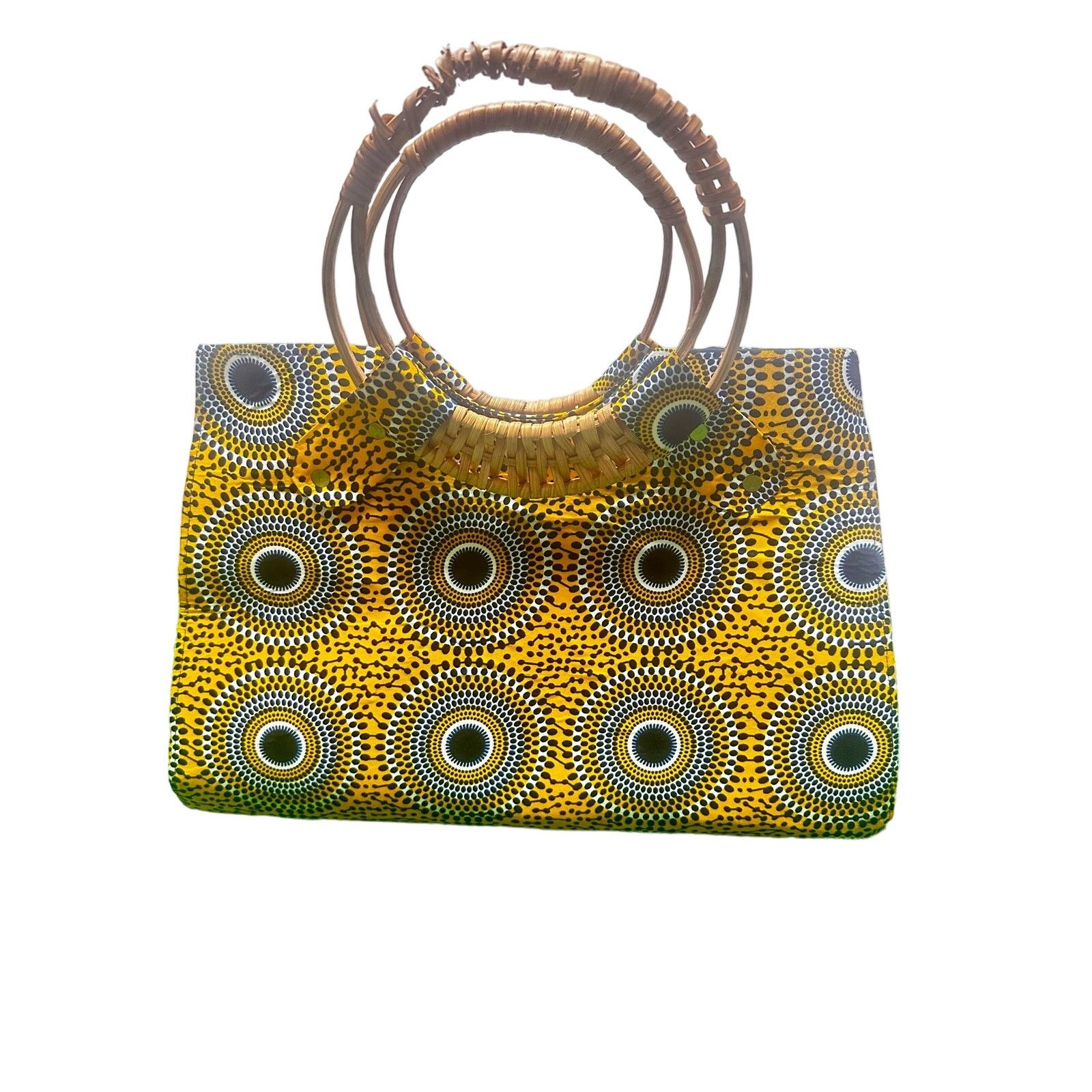 Other Yellow African print handbag with bamboo wristlets Size ONE SIZE - 2 Thumbnail