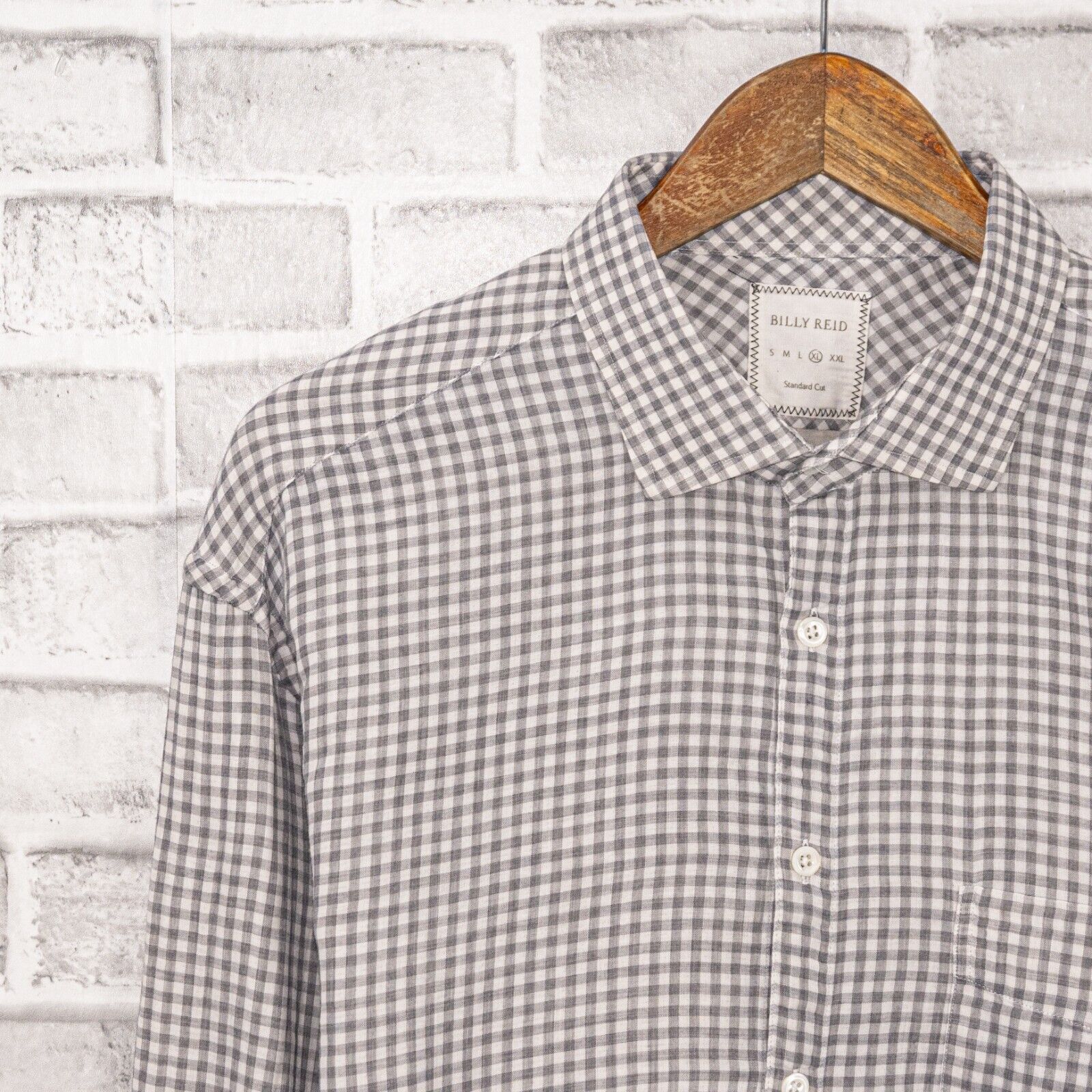 Billy Reid BILLY REID Standard Cut Button up Shirt in Gray Gingham Size US XL / EU 56 / 4 - 5 Thumbnail