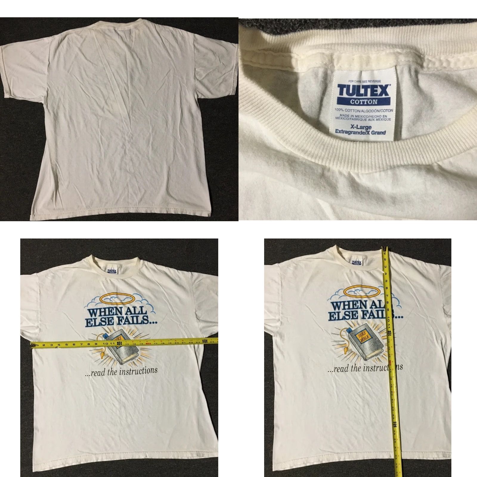 Vintage VINTAGE Read The Instructions Shirt XL White Bible 90s God Religion Grunge Lord Funny Joke Shirt Mens XL Size US XL / EU 56 / 4 - 8 Thumbnail