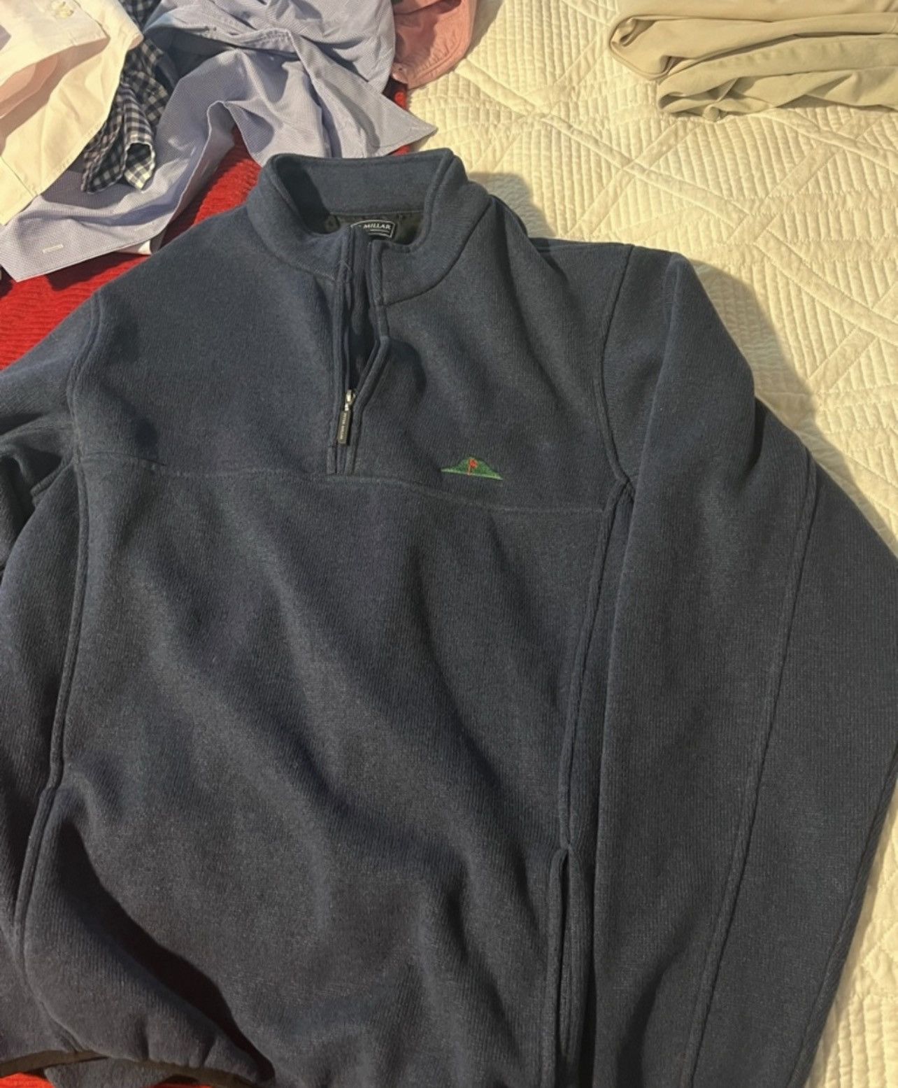 Peter Millar Peter Millar Navy Quarter Zip Fleece Pullover Size US L / EU 52-54 / 3 - 2 Thumbnail