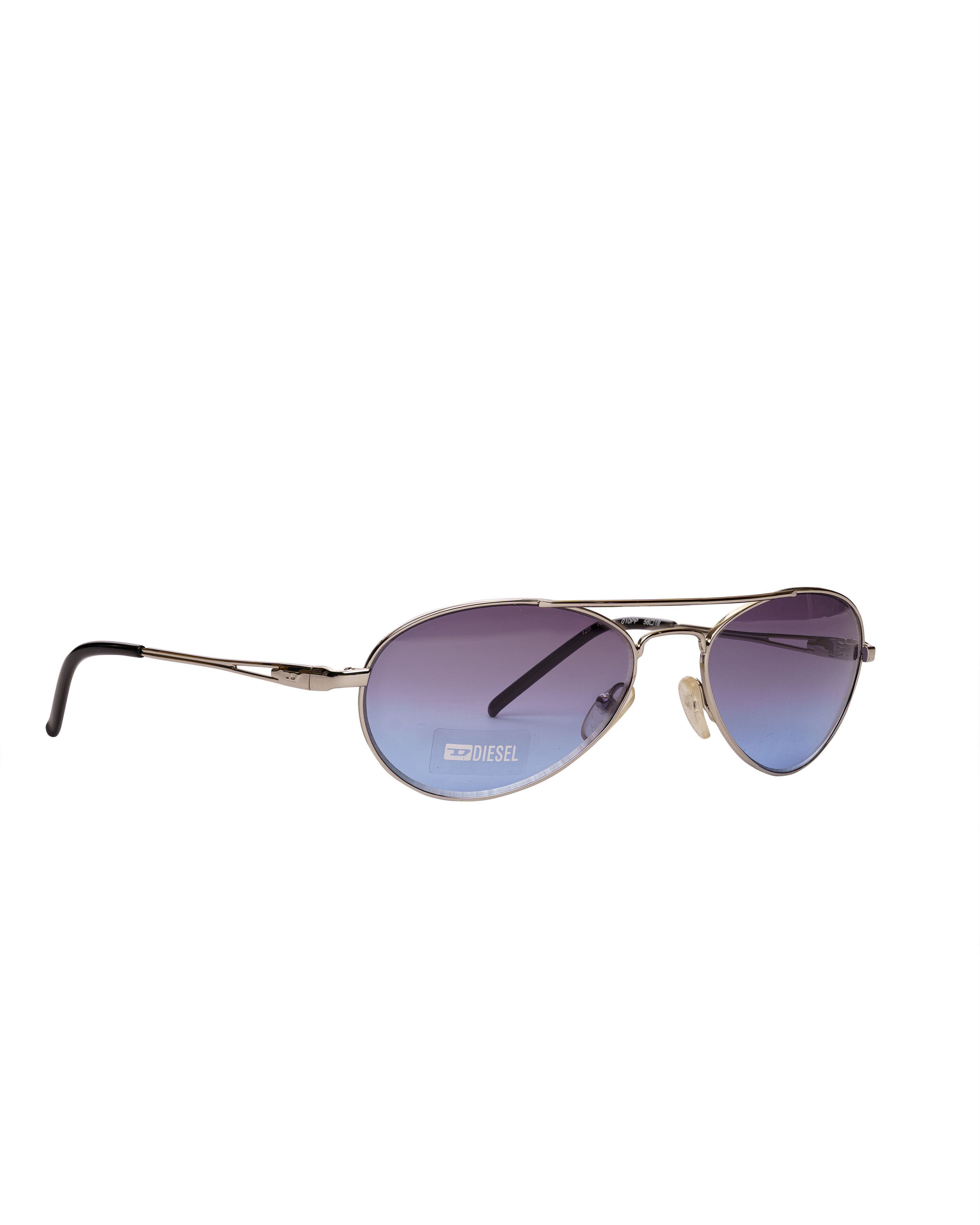 Diesel Diesel '00s Silver & Blue Lens Aviator Sunglasses Size ONE SIZE - 3 Thumbnail