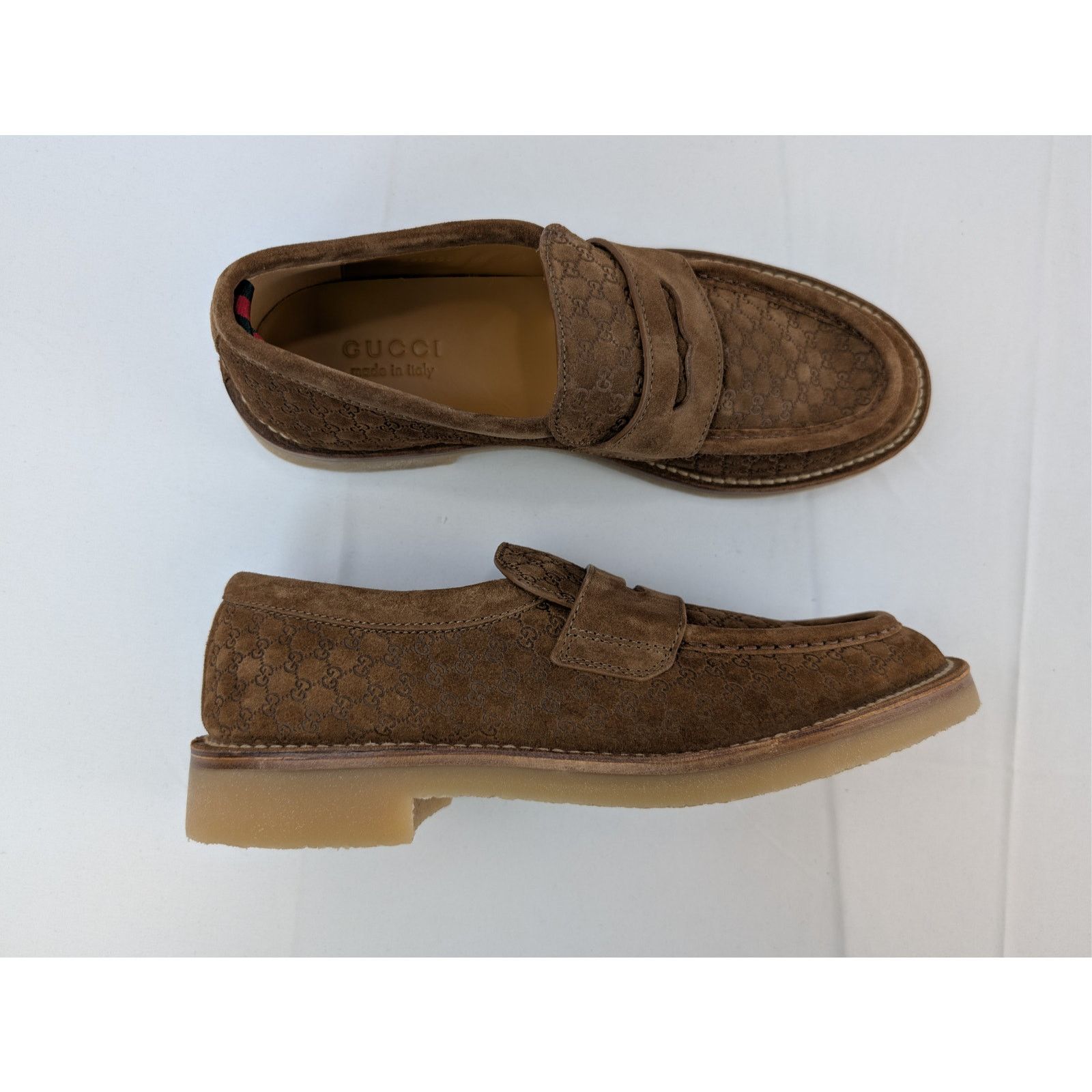 Gucci Gg Web Suede Loafer, Brown o1rshd1 Gucci Web GG suede loafers Boots in brown main image 2