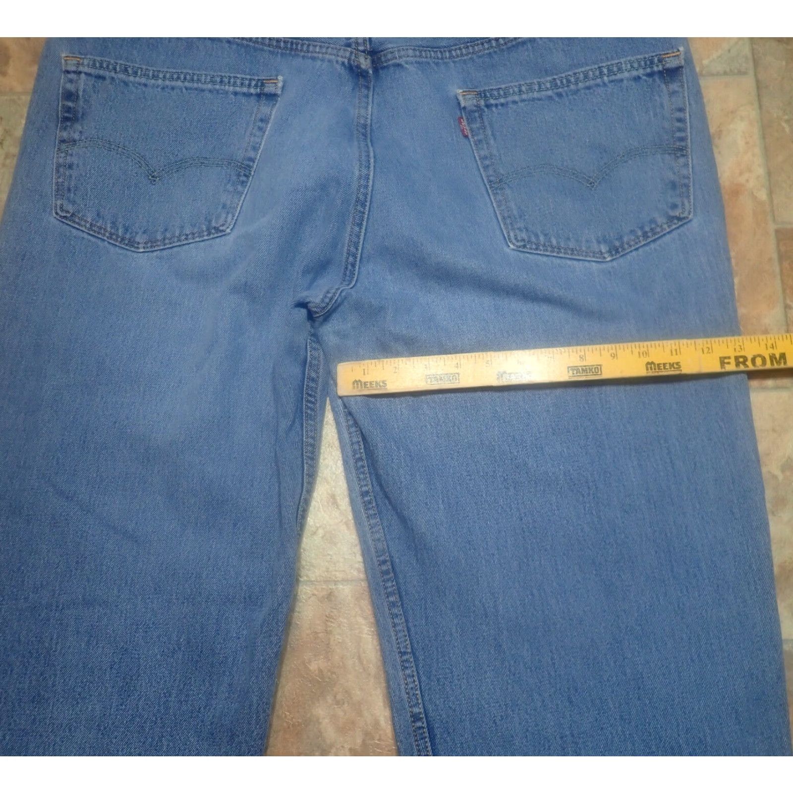 Levi's VINTAGE Levi's Men's 550 Relaxed Straight Jeans Big & Tall Waist 44 Inseam 30 Dark Blue Whisker Fade 90s Size US 44 / EU 60 - 7 Thumbnail