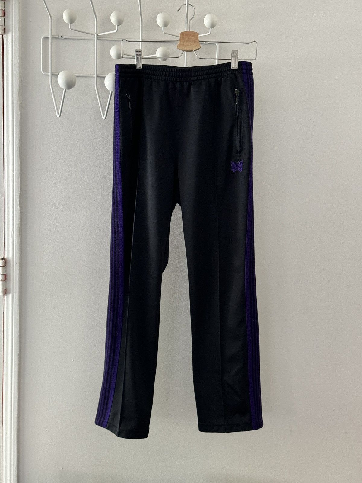 Needles Needles 19AW Narrow Track Pant Black Purple | Grailed