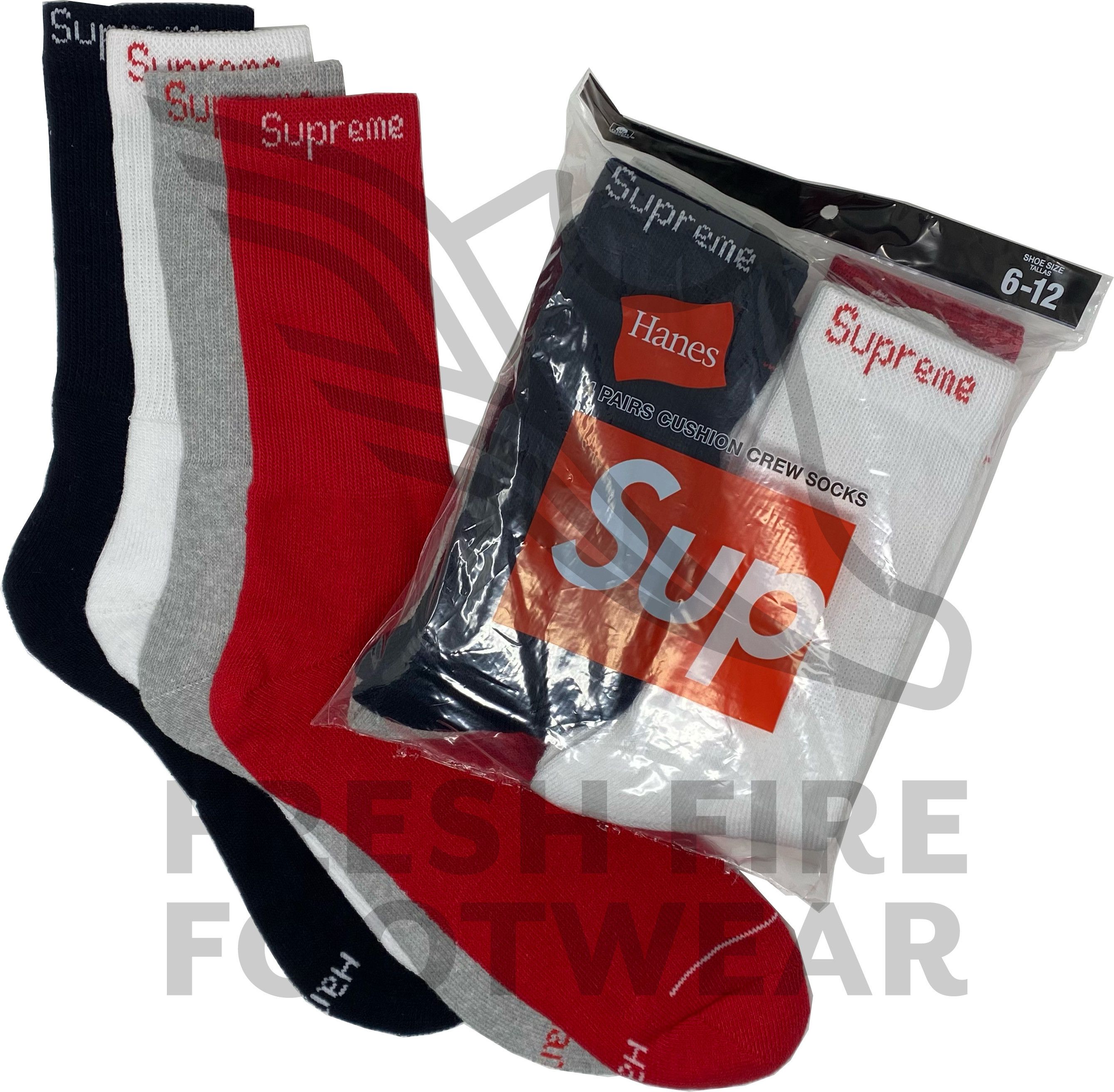 Supreme Hanes Socks (4 Pack) Red