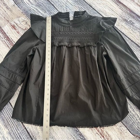 J.Crew J. Crew Black Crochet Ruffled Blouse Size L / US 10 / IT 46 - 11 Thumbnail