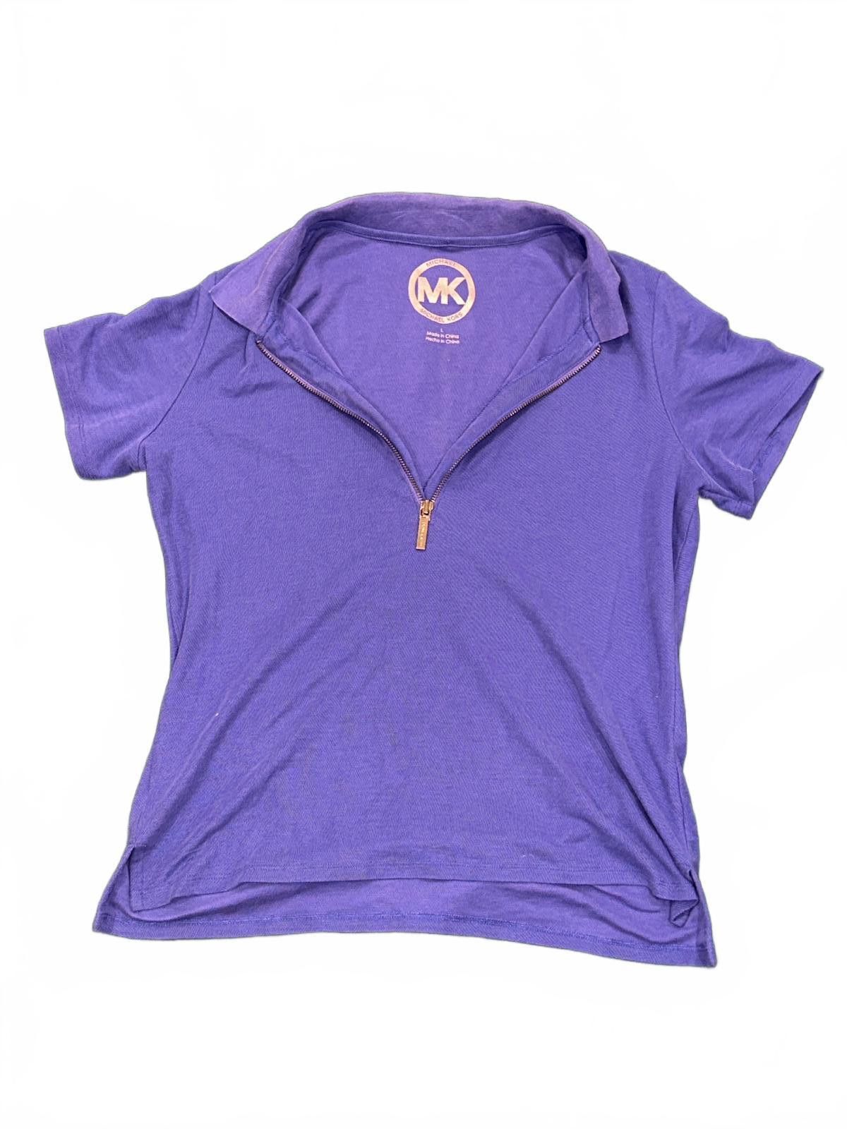 Michael Kors Men's Large Michael Kors Blue Short Sleeve Zipped Shirt Size 42R - 1 Thumbnail