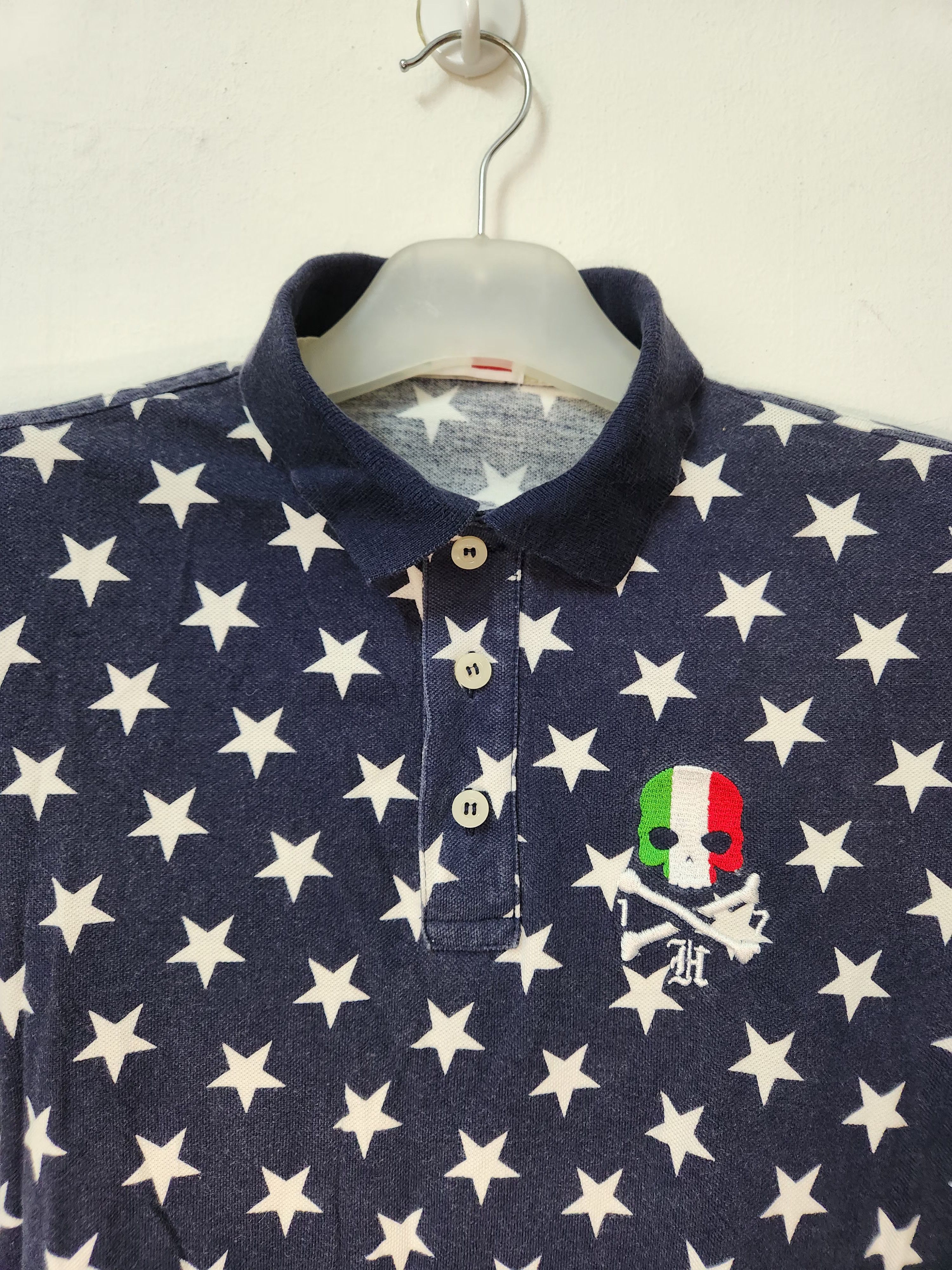 HYDROGEN Hydrogen Italy White Stars Polo Shirt Size US S / EU 44-46 / 1 - 3 Thumbnail