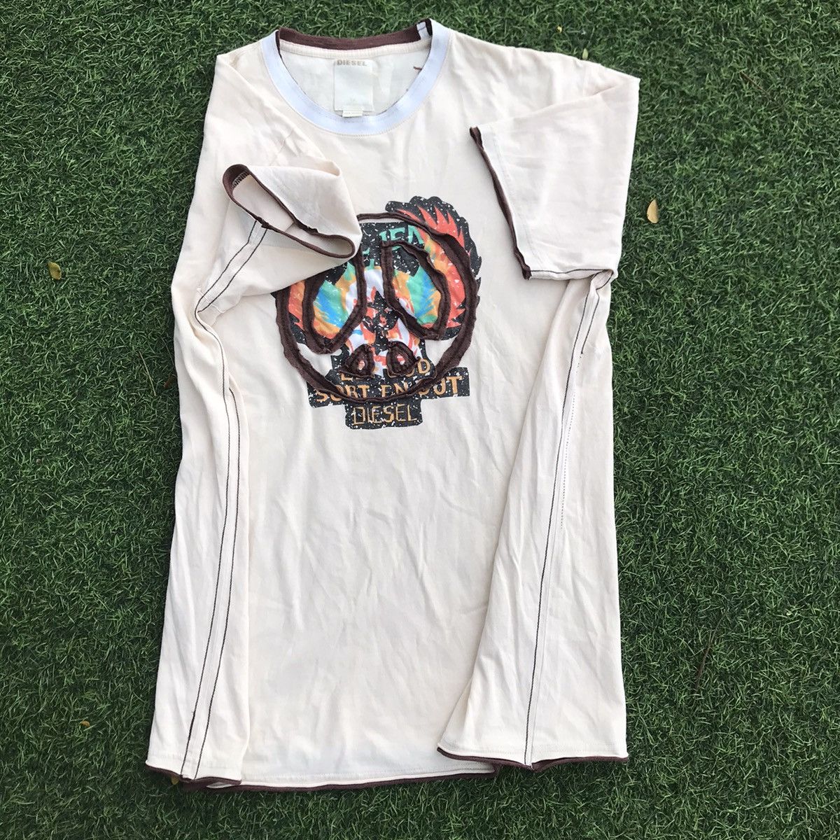 Diesel × Vintage Vintage Diesel Tshirt tee smiley logo acid house peace Cream Size US XL / EU 56 / 4 - 9 Thumbnail