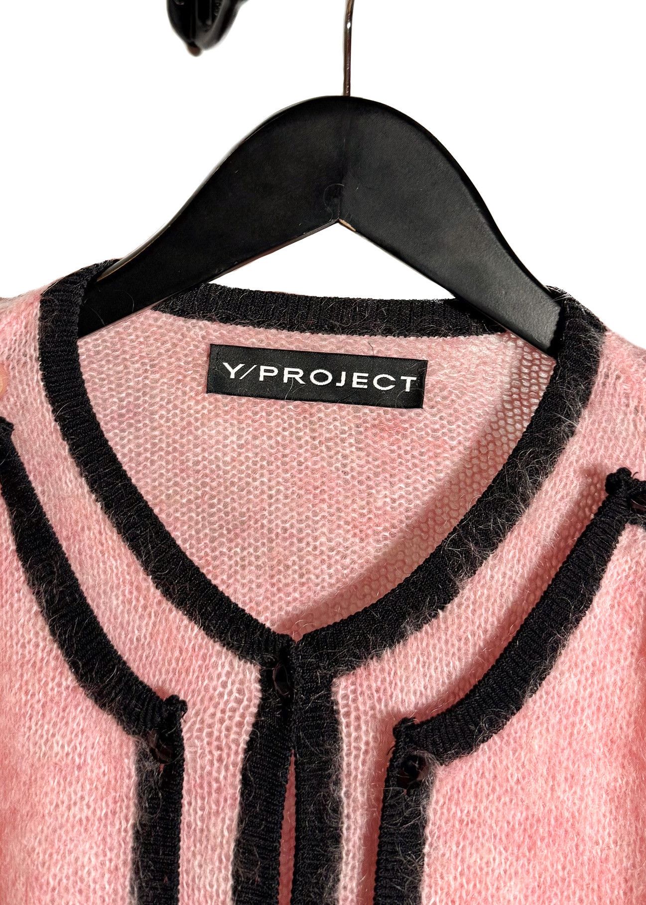 Y/Project Y/Project Pink Mohair Panelled Crop Cardigan Sweater Size XS / US 0-2 / IT 36-38 - 3 Thumbnail