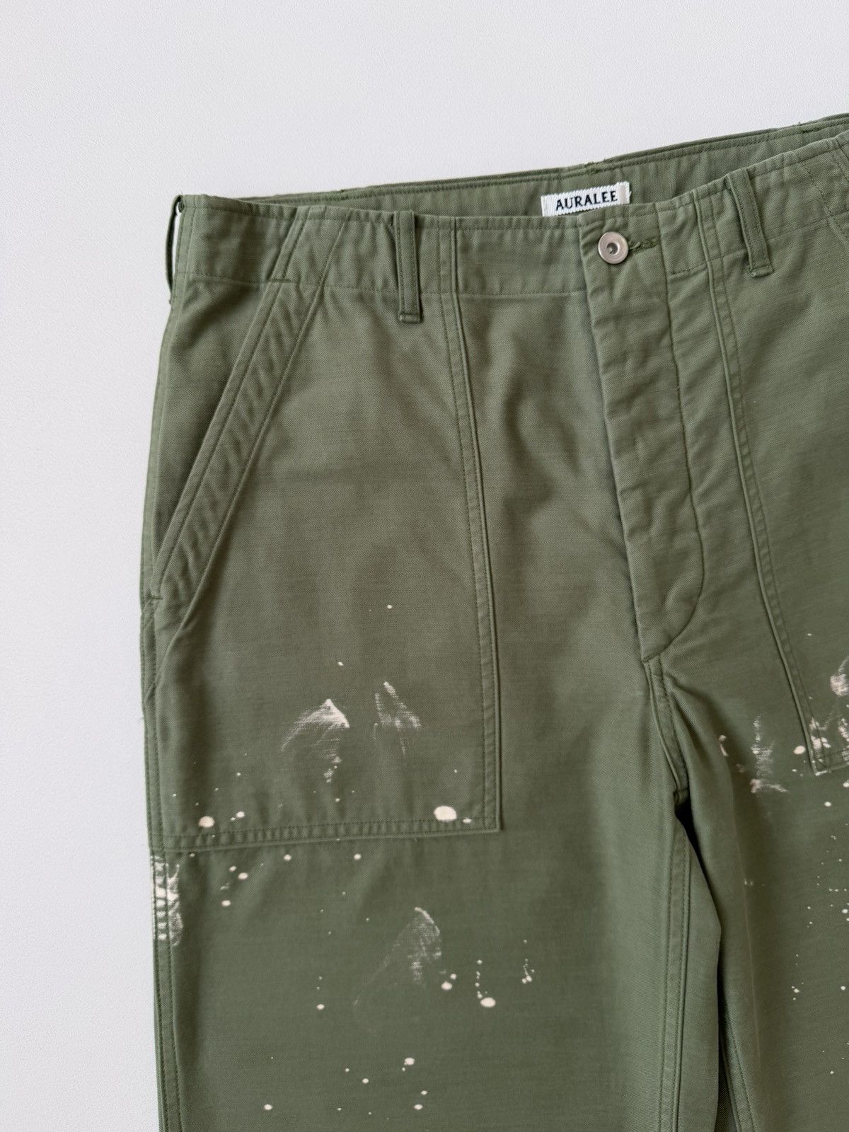 Auralee Washed Green ‘Bleached Baker Pants’ Size US 32 / EU 48 - 5 Thumbnail