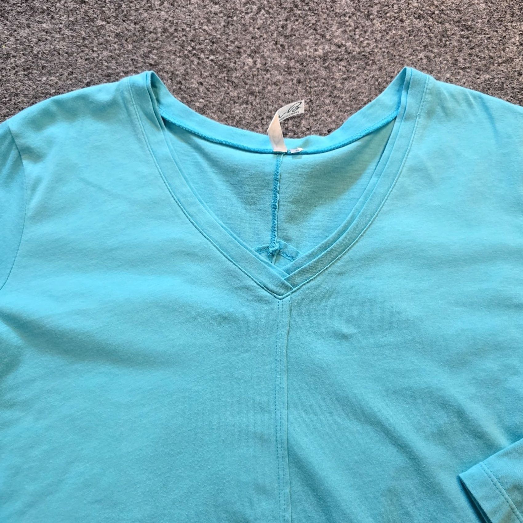 Vintage Lulu B Top Blouse Womens Size S Blue 3/4 Sleeve Stretch V-Neck Casual Patchwork Capsule Size S / US 4 / IT 40 - 2 Thumbnail