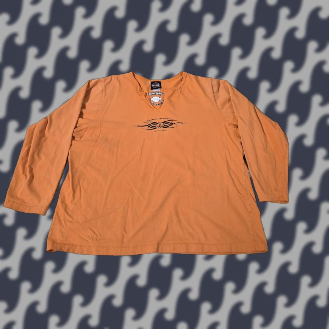Harley Davidson VINTAGE Harley-Davidson Shirt Womens XL Long Sleeve Live to Ride 2003 Orange Graphic Print Mens? Size M / US 6-8 / IT 42-44 - 1 Thumbnail