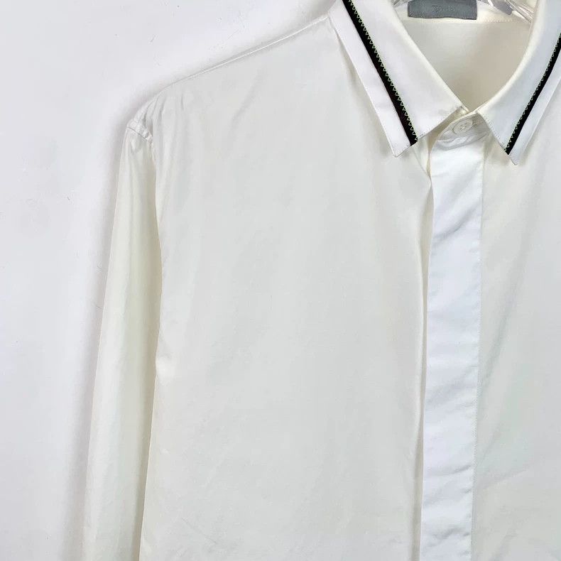 Dior Dior Size 37 White striped stitching lapel long-sleeved sh Size US XS / EU 42 / 0 - 3 Thumbnail