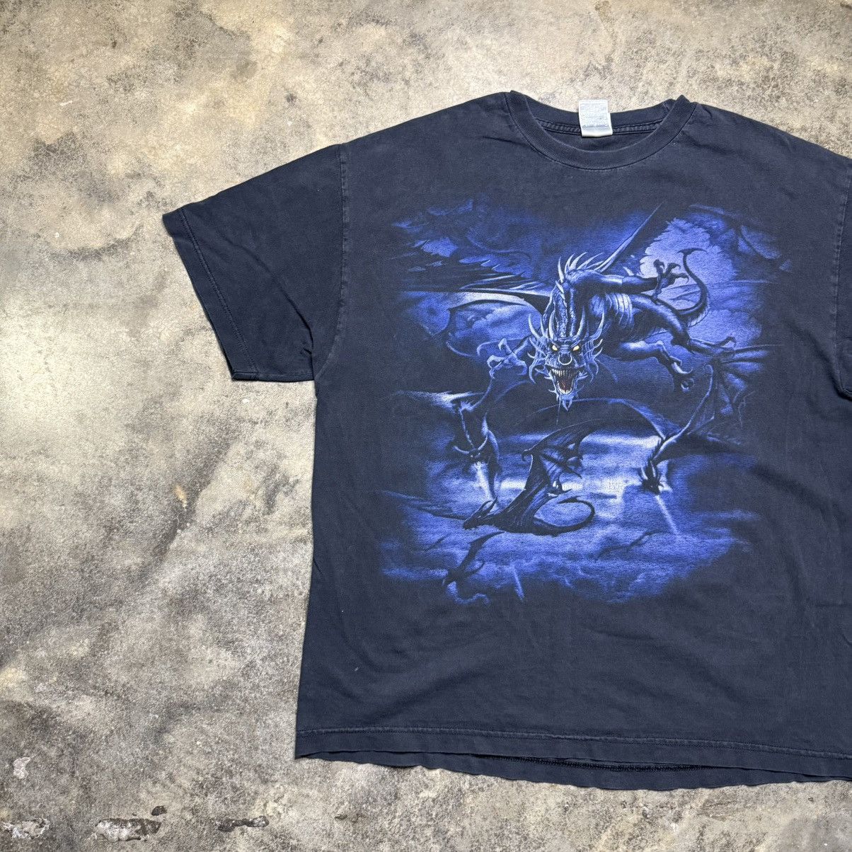 Vintage vintage dragons monsters scary faded black tshirt Size US XL / EU 56 / 4 - 4 Thumbnail