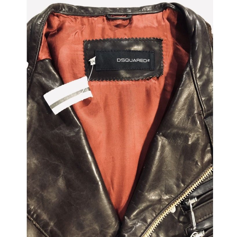 Dsquared2 Dsquared2 🇮🇹 Ovine Leather Accordion Edge Biker Jacket 54 NEW Size US L / EU 52-54 / 3 - 11 Thumbnail