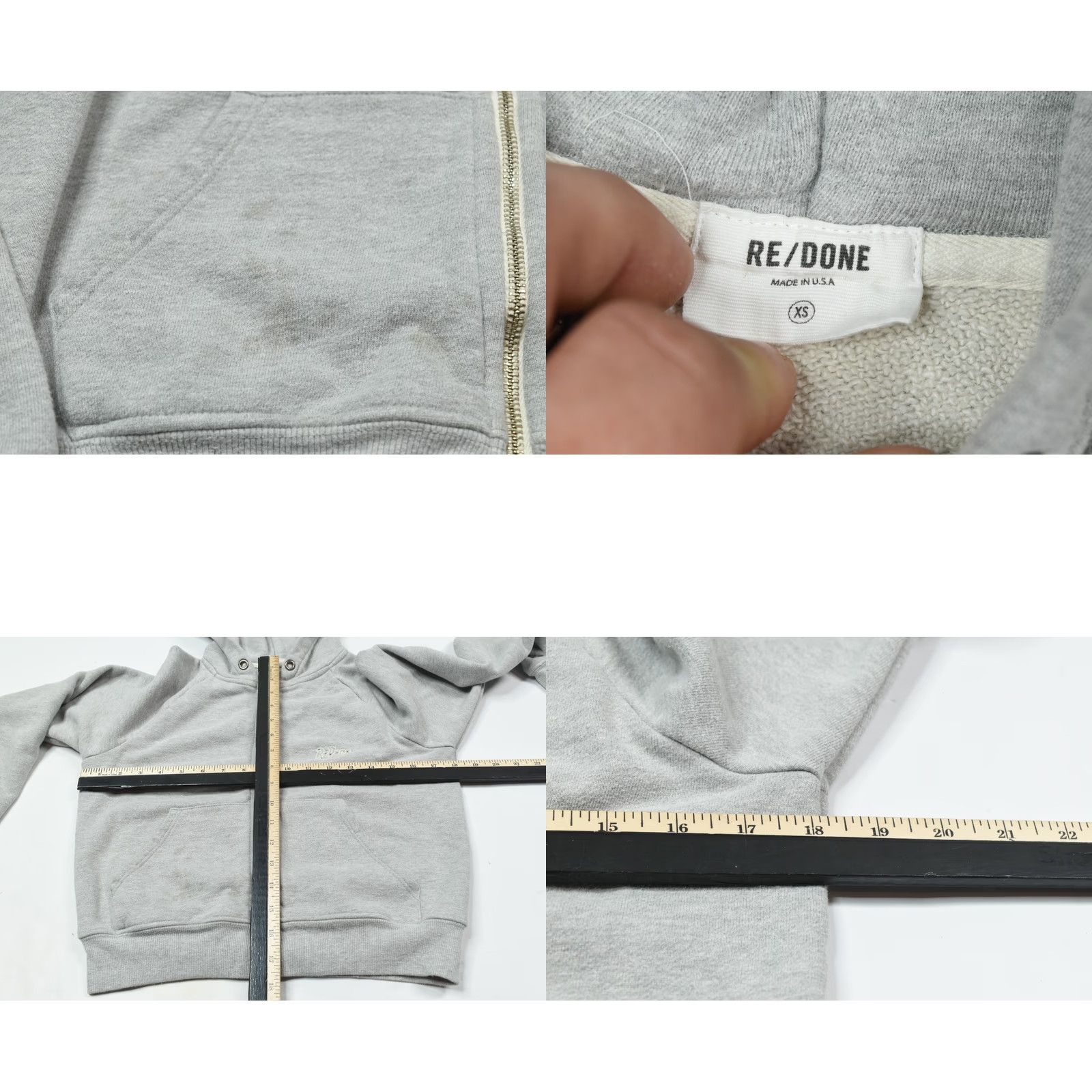 RE/DONE RE/Done Hoodie Sweater Gray Long Sleeve Full Zip Womens XS Size XS / US 0-2 / IT 36-38 - 8 Thumbnail
