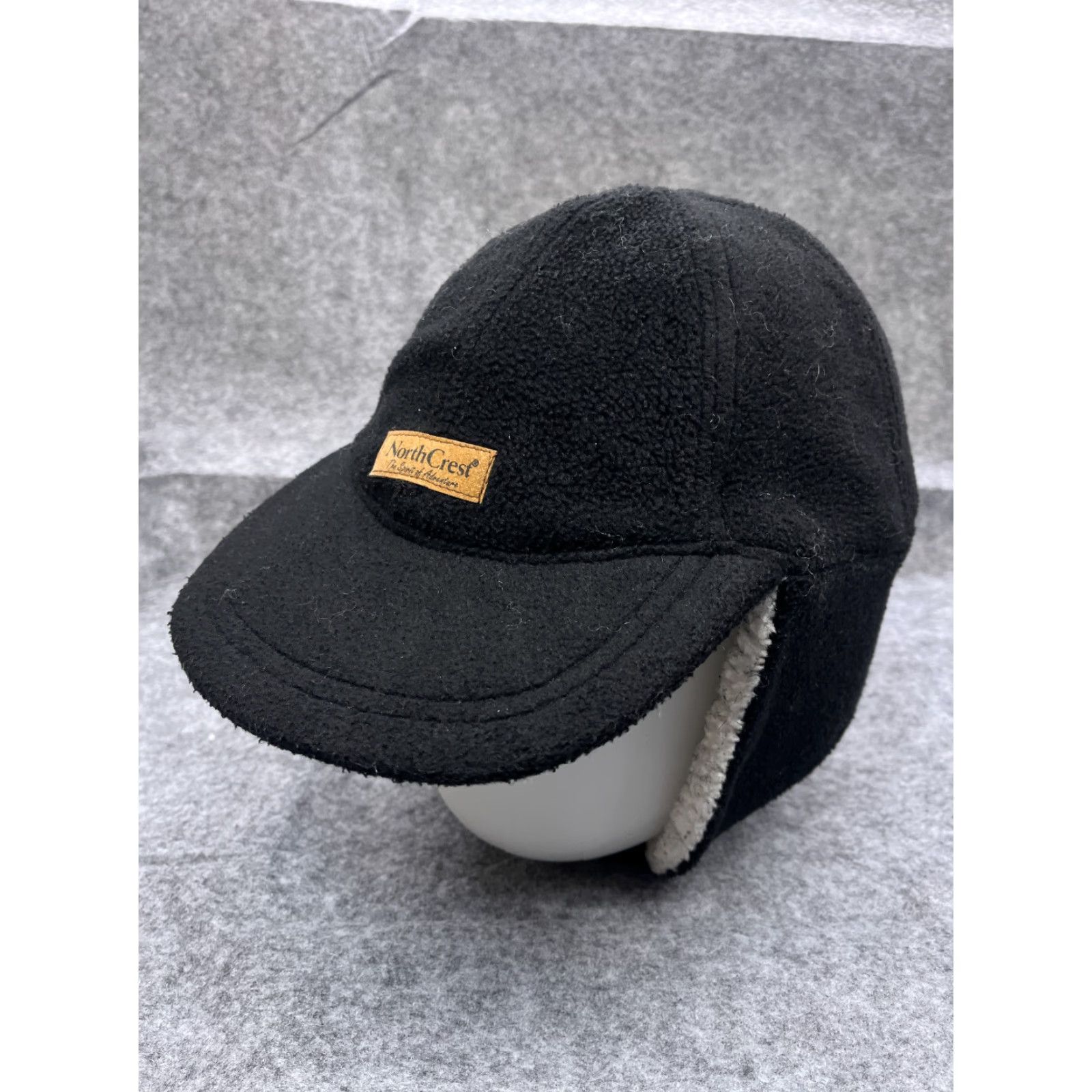 Vintage NorthCrest Trapper Hat Fitted Adult One Size Black Polyester Blend Camp Snow Ski Size ONE SIZE - 4 Thumbnail