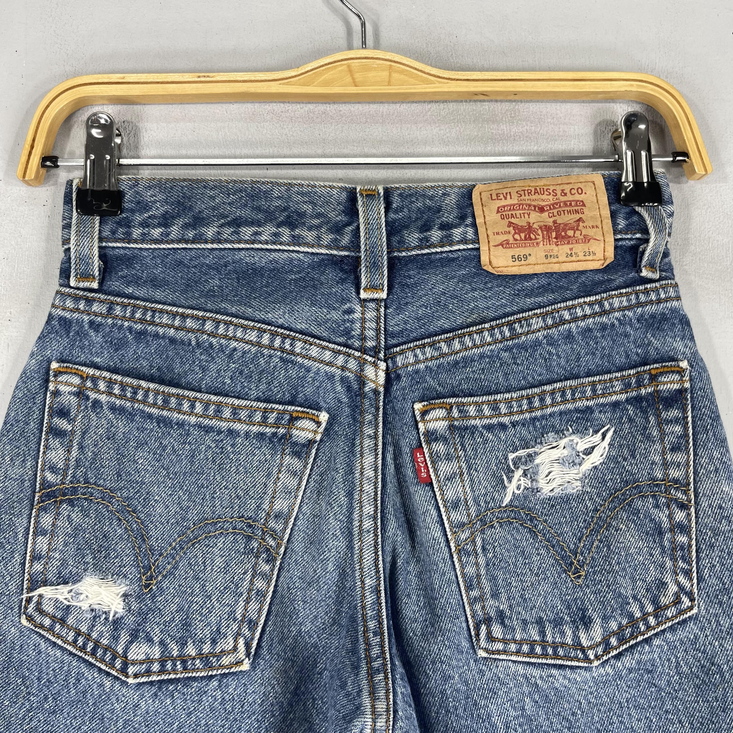 Levi's Size 23 Vintage Distressed Levis 569 Cutoff Ripped Jeans Size 23" - 8 Thumbnail