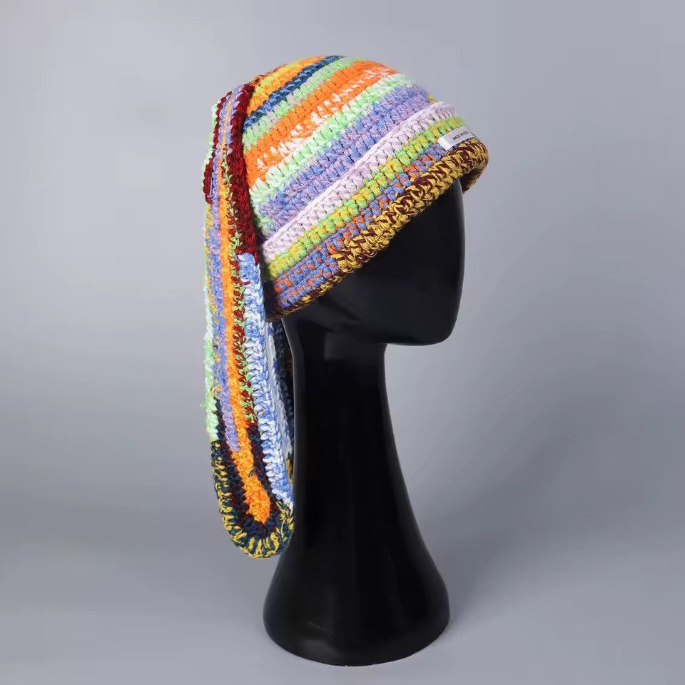 Handmade Colourful Knitted Sweet Outdoor Eared Handmade Beanie Hat Size ONE SIZE - 3 Thumbnail