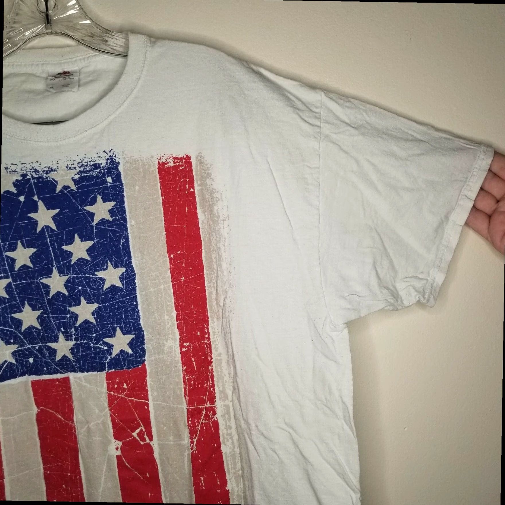Fruit Of The Loom Fruit of the Loom Patriotic American Flag White T-Shirt Adult XL Mens Size US XL / EU 56 / 4 - 4 Thumbnail