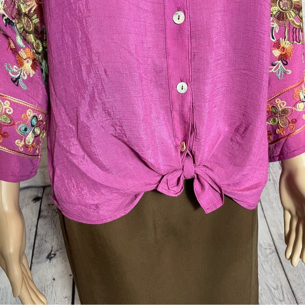 Anthropologie NWT New Anthropologie Fig & Flower Embroidery Purple Floral Size S / US 4 / IT 40 - 7 Thumbnail