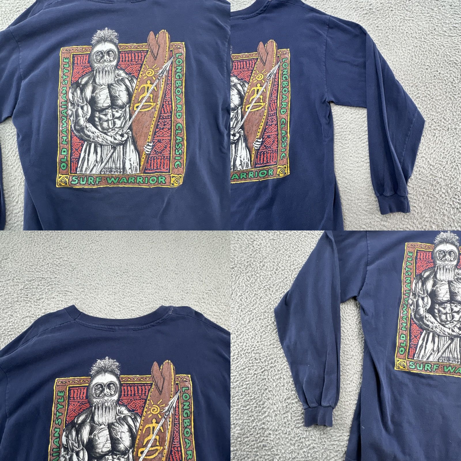 Vintage VINTAGE Rare 90s JIMMY’Z Old Hawaiian Force Surf Legend Warrior Long-sleeve T-Shirt Men L Blue Graphic Print Double-Sided Limited Edition Size US L / EU 52-54 / 3 - 9 Thumbnail