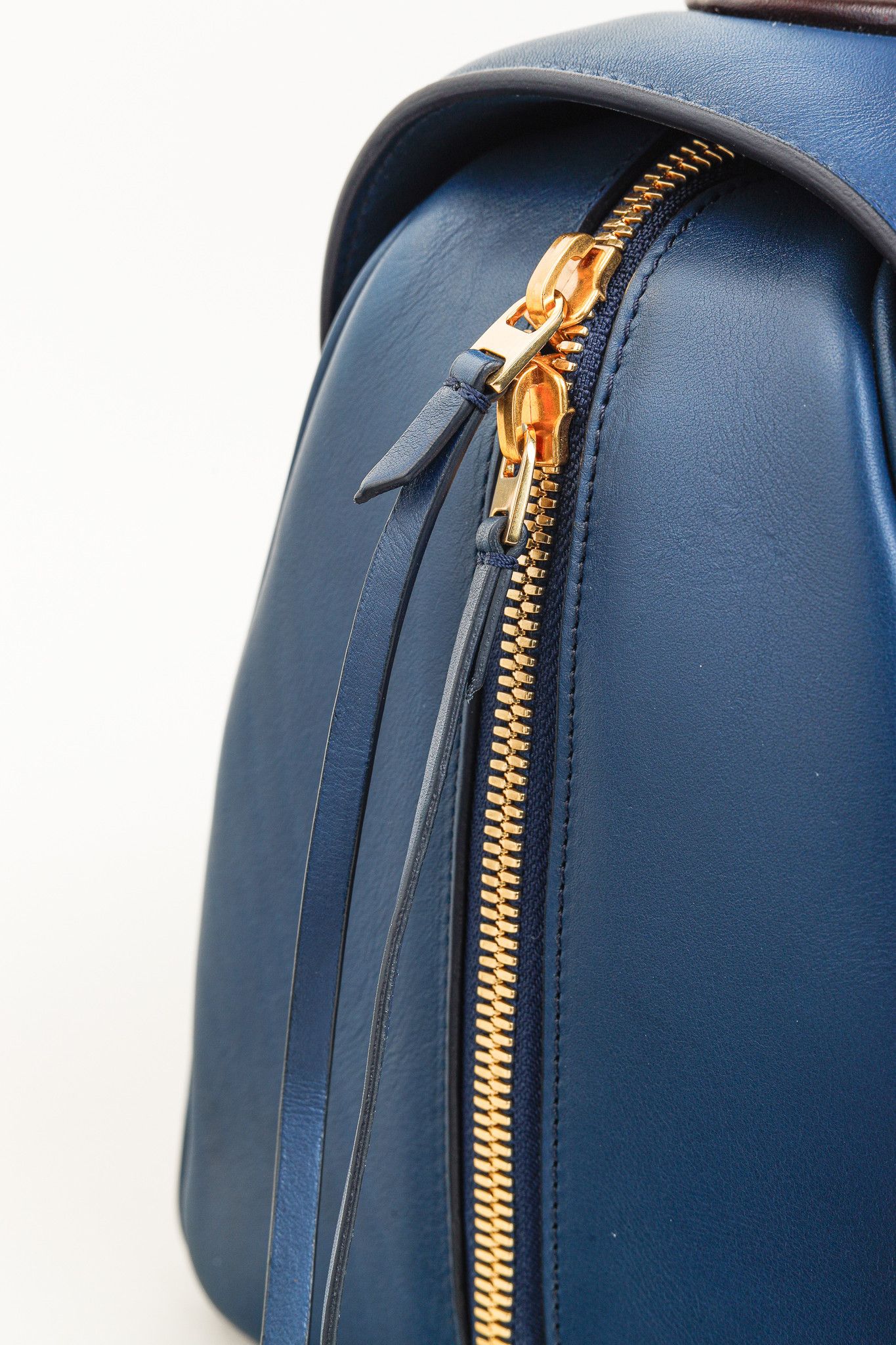 Celine Celine AW/14 Top Handle Blue Leather Brown-Trim Bag Size ONE SIZE - 9 Thumbnail