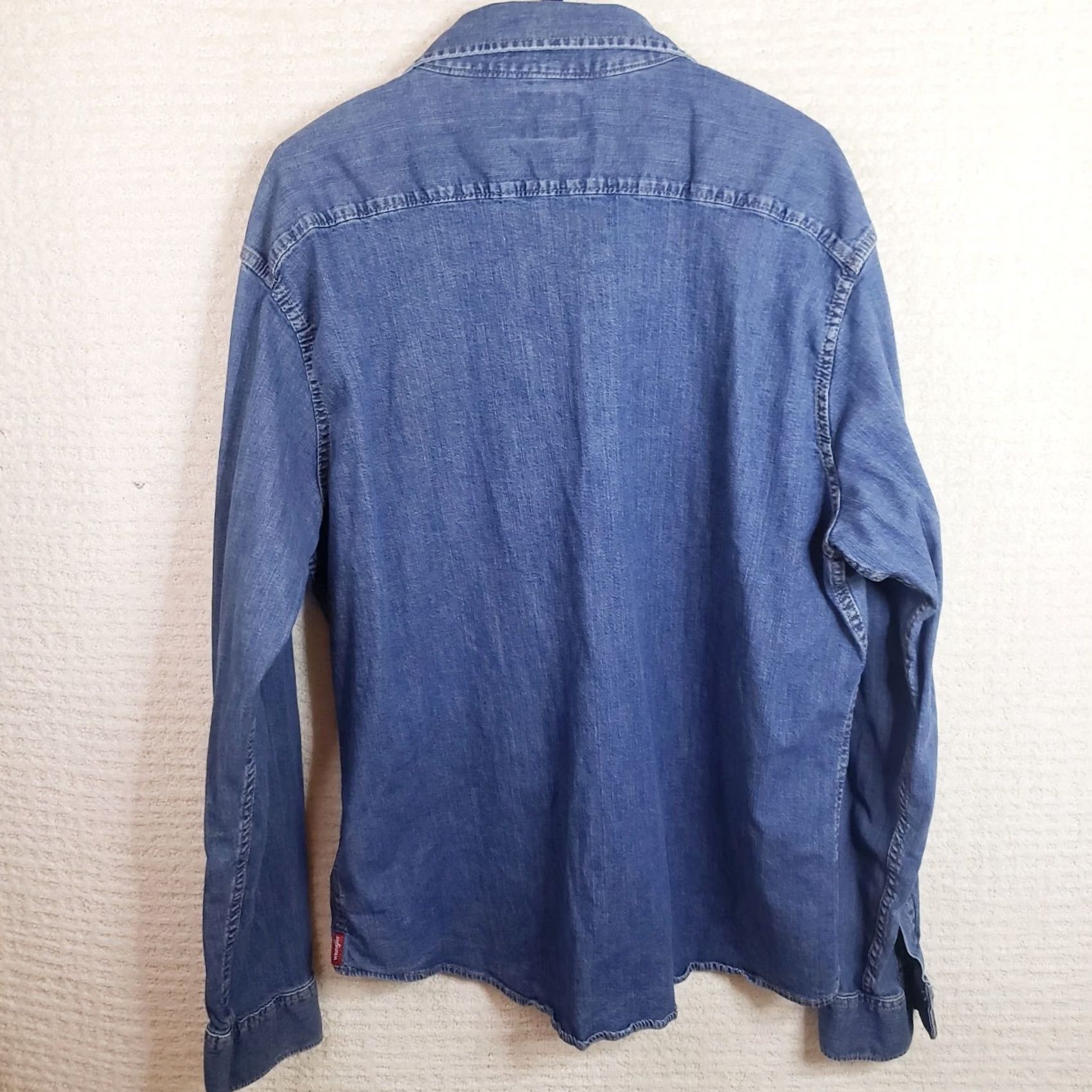 Wrangler Wrangler Shirt Mens 2XL Blue Denim Pearl Snap Outdoor Western Casual Slimming Long Sleeve Button-Up Indigo 2XL Mens Wrangler Indigo (Vintage: No) Size US XXL / EU 58 / 5 - 5 Thumbnail