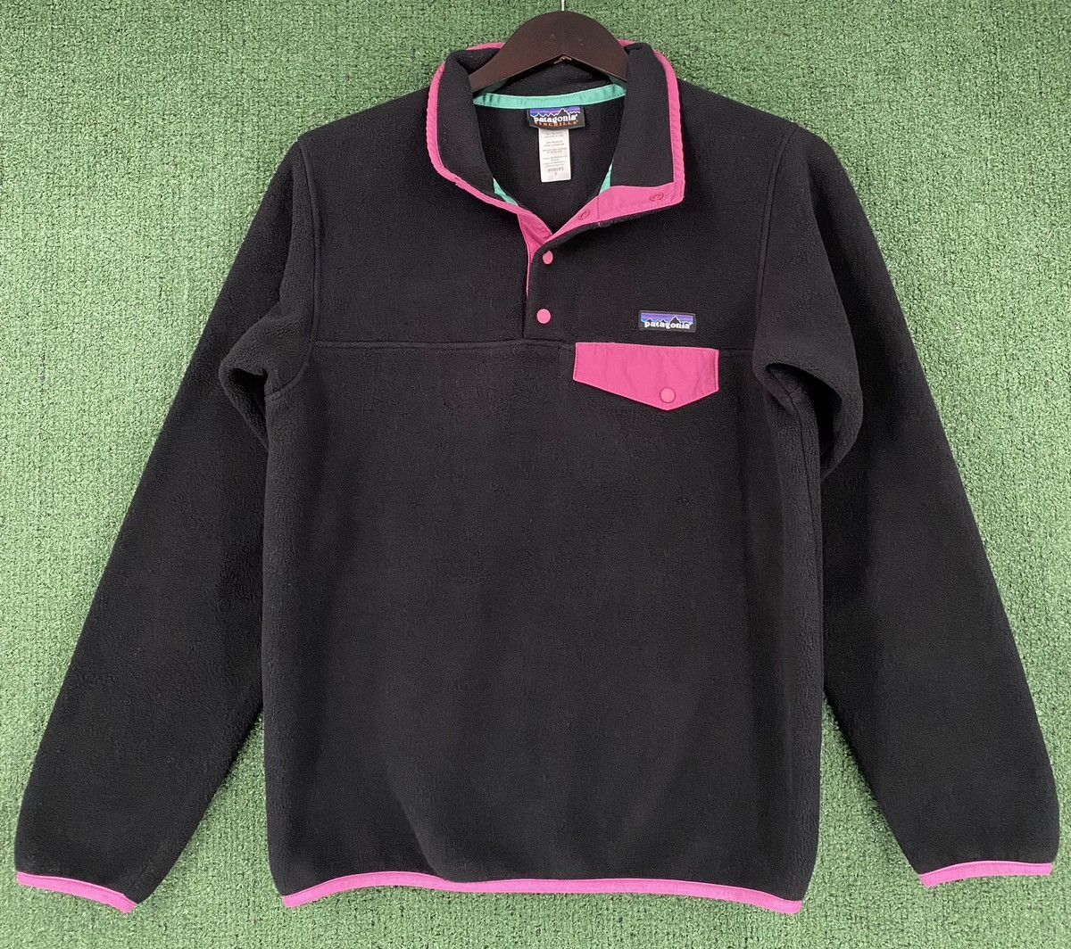 Patagonia VTG Patagonia Synchilla Snap T Black & Pink Fleece Jacket Size S / US 4 / IT 40 - 1 Thumbnail