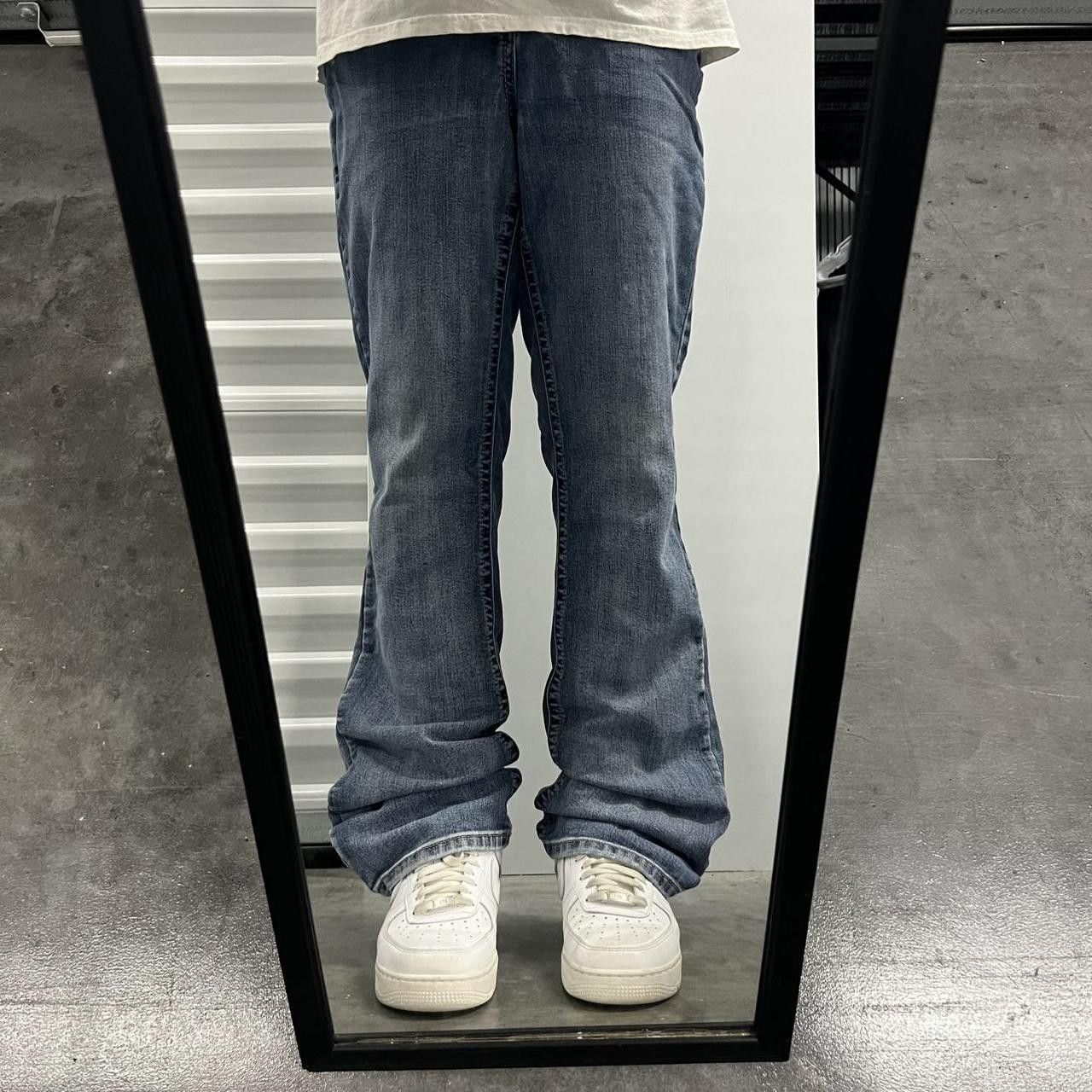 Japanese Brand × Vintage Vintage Y2K Flared Light Blue Wash Stone Washed Denim Jeans! Size US 36 / EU 52 - 1 Thumbnail