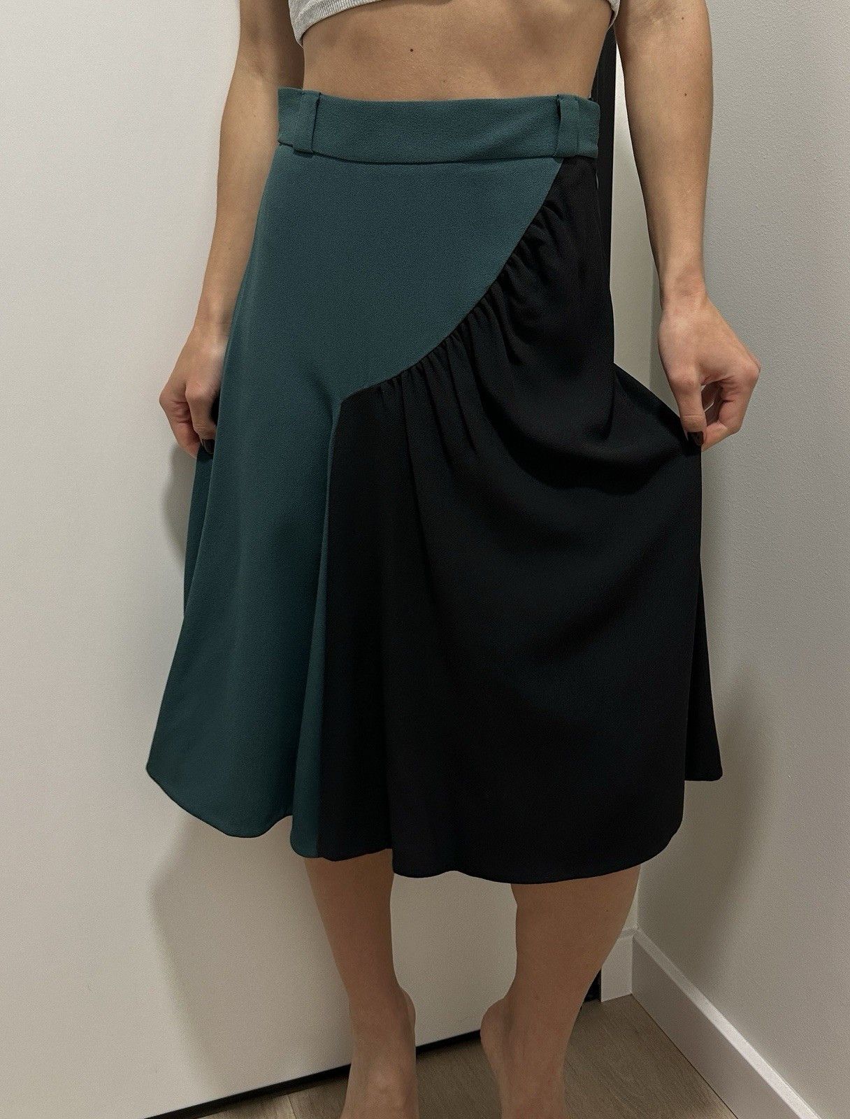 Prada DDP Prada 2013 Asymmetric Color Block Acetate Viscose Skirt Size 27" / US 4 / IT 40 - 3 Thumbnail